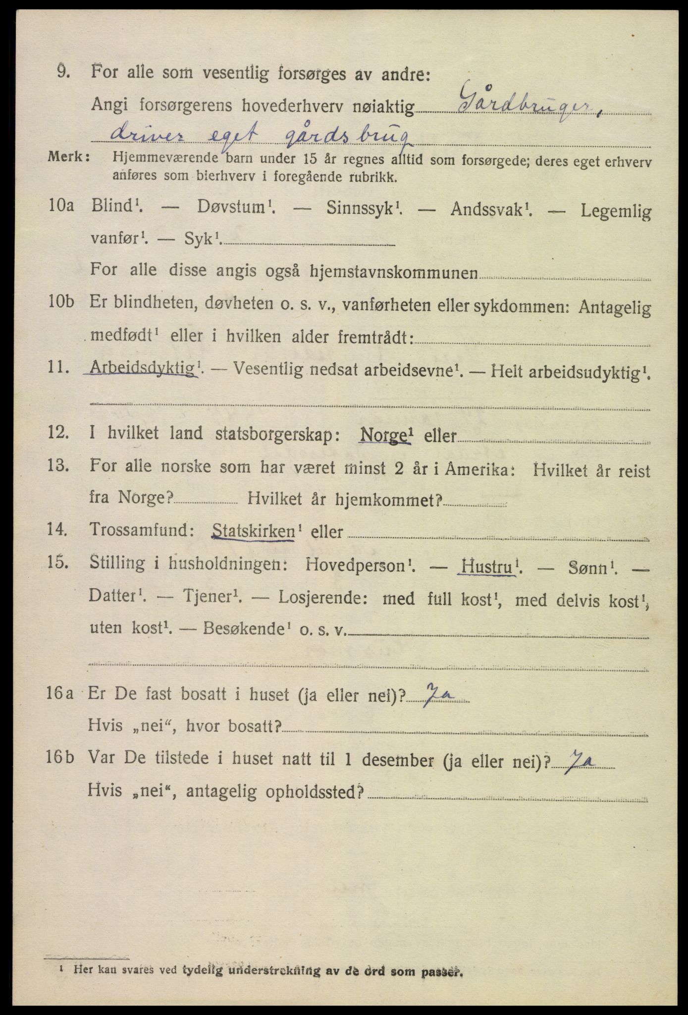 SAK, 1920 census for Hornnes, 1920, p. 1580