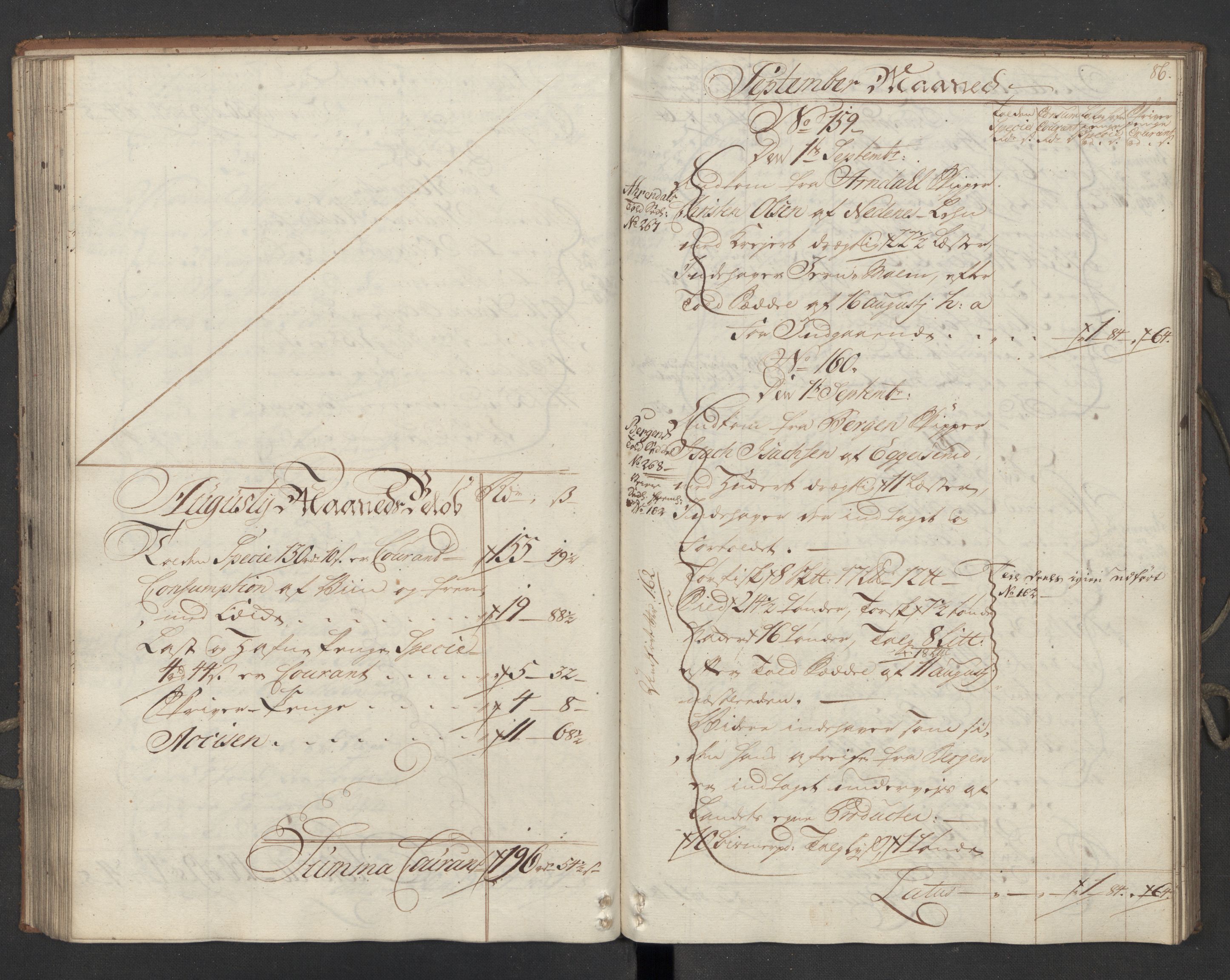 Generaltollkammeret, tollregnskaper, AV/RA-EA-5490/R09/L0033/0001: Tollregnskaper Holmestrand / Inngående hovedtollbok, 1762, p. 85b-86a