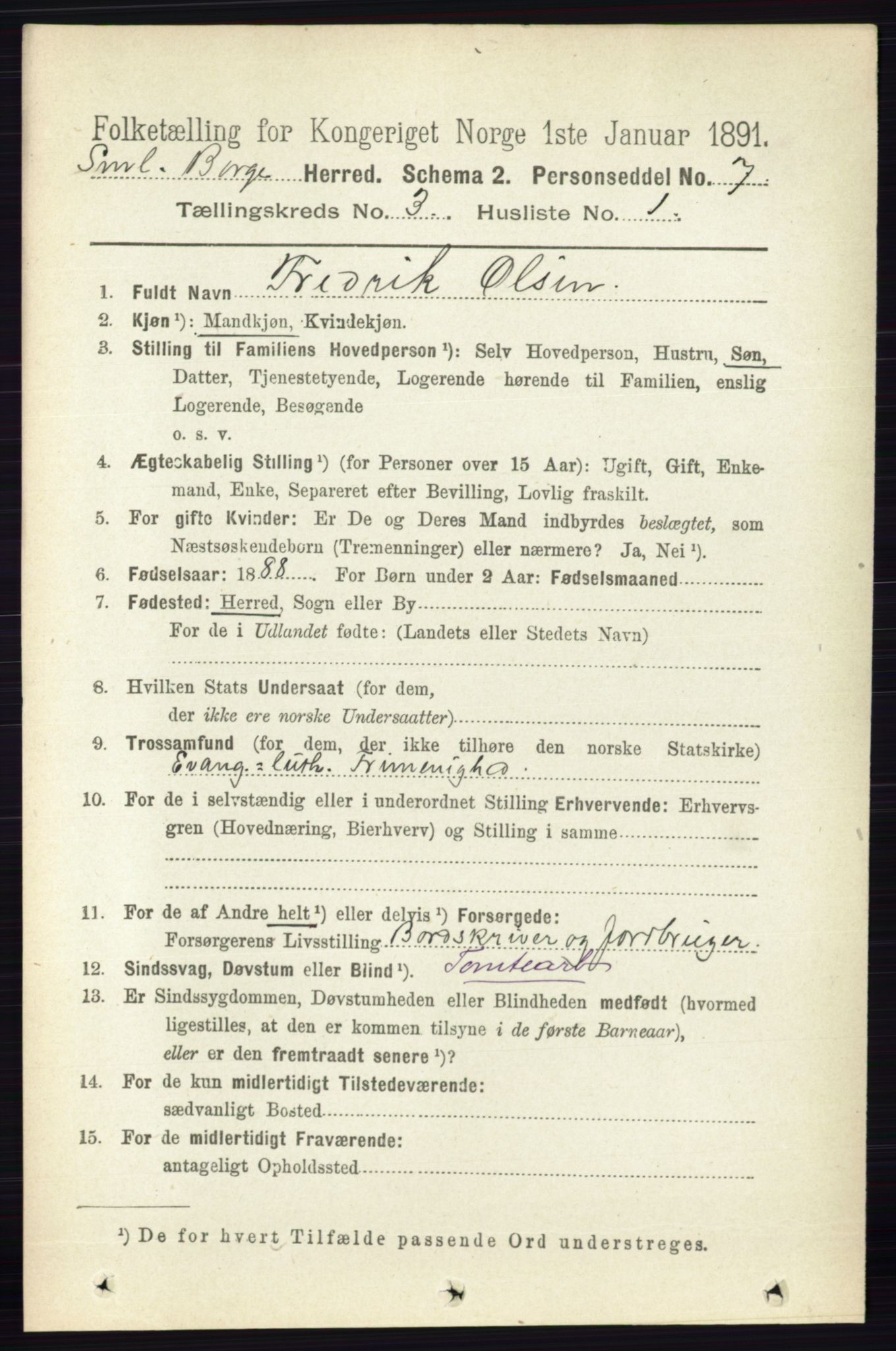 RA, 1891 census for 0113 Borge, 1891, p. 1375