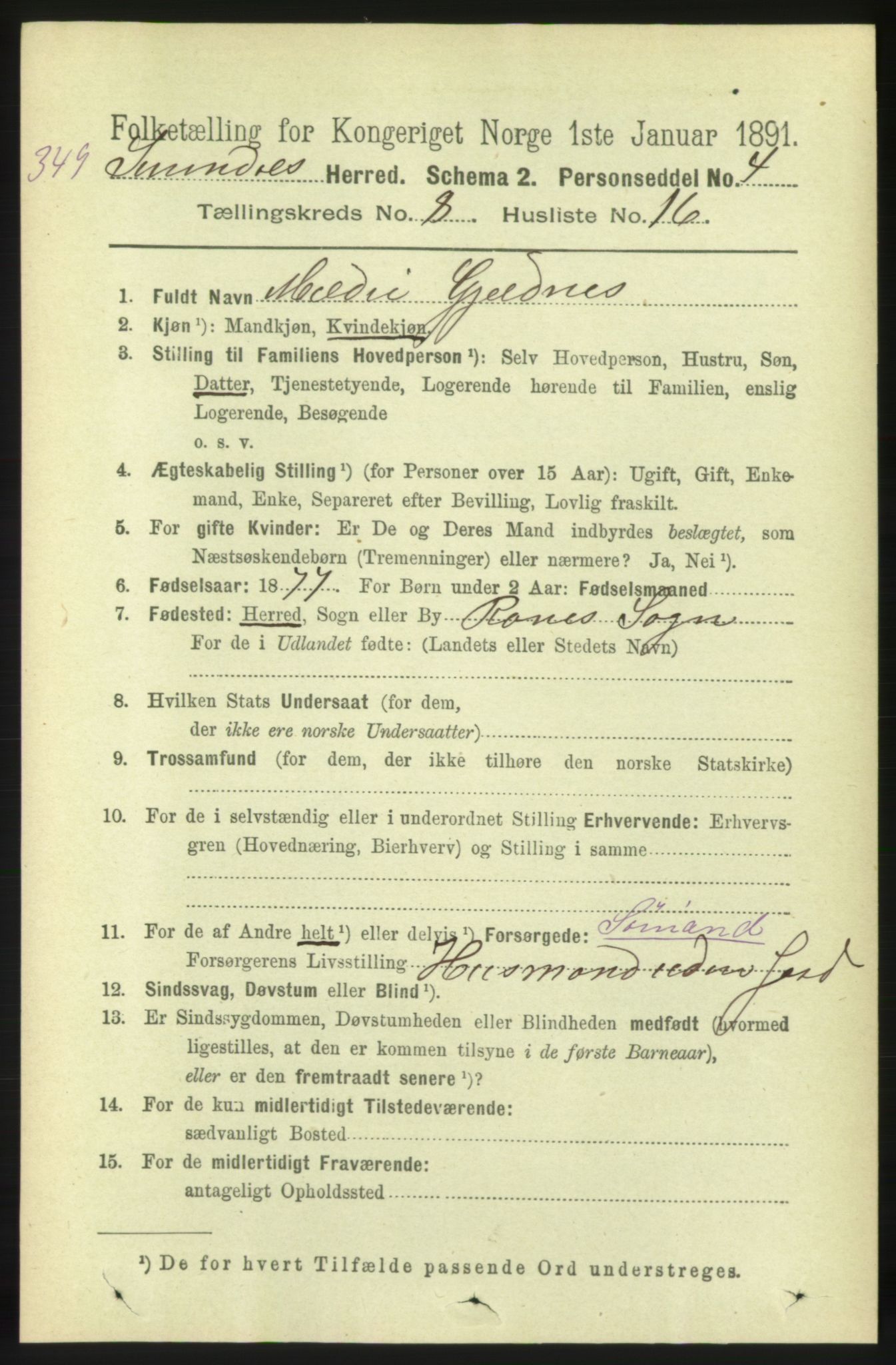 RA, 1891 census for 1566 Surnadal, 1891, p. 2169