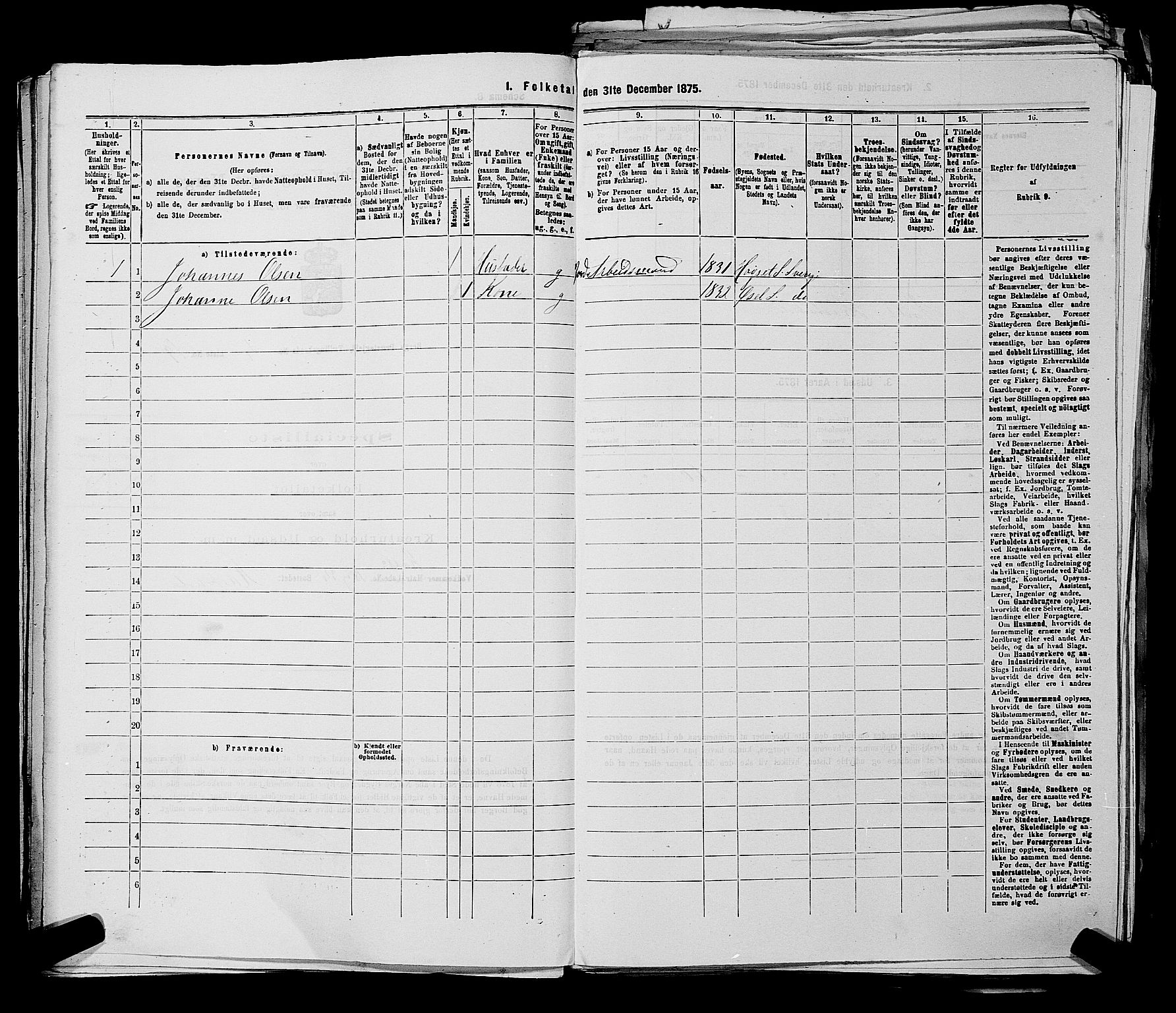 RA, 1875 census for 0116P Berg, 1875, p. 476