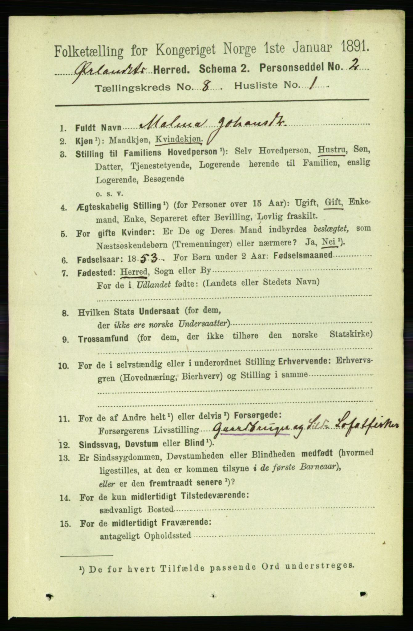 RA, 1891 census for 1621 Ørland, 1891, p. 3186