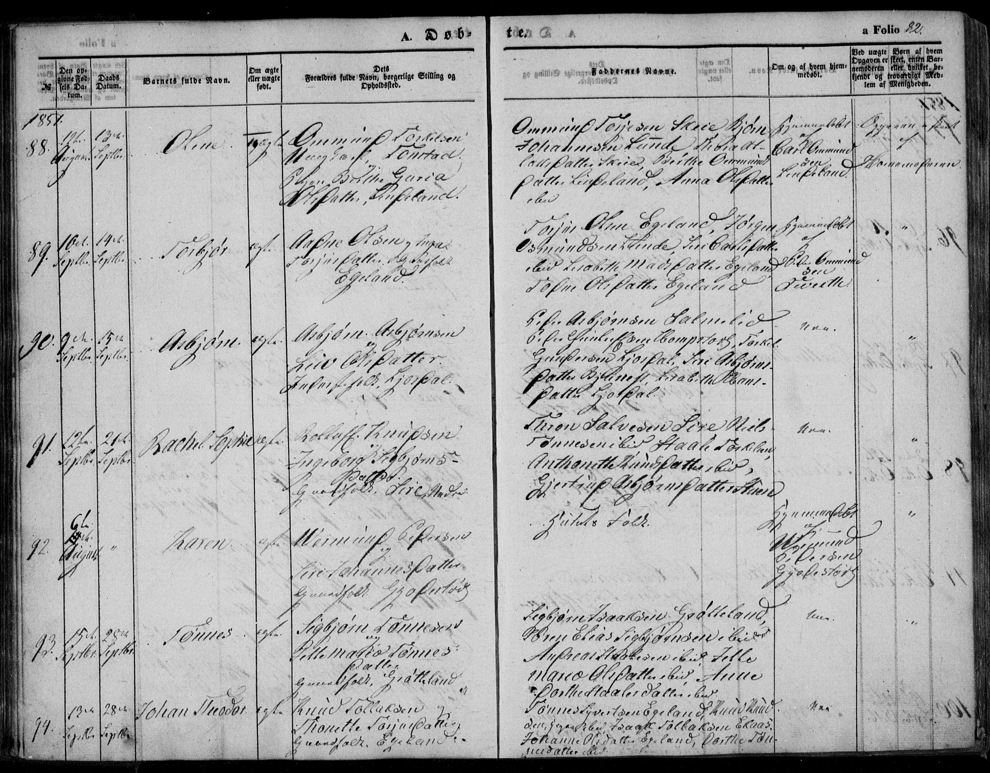 Bakke sokneprestkontor, AV/SAK-1111-0002/F/Fa/Faa/L0005: Parish register (official) no. A 5, 1847-1855, p. 82