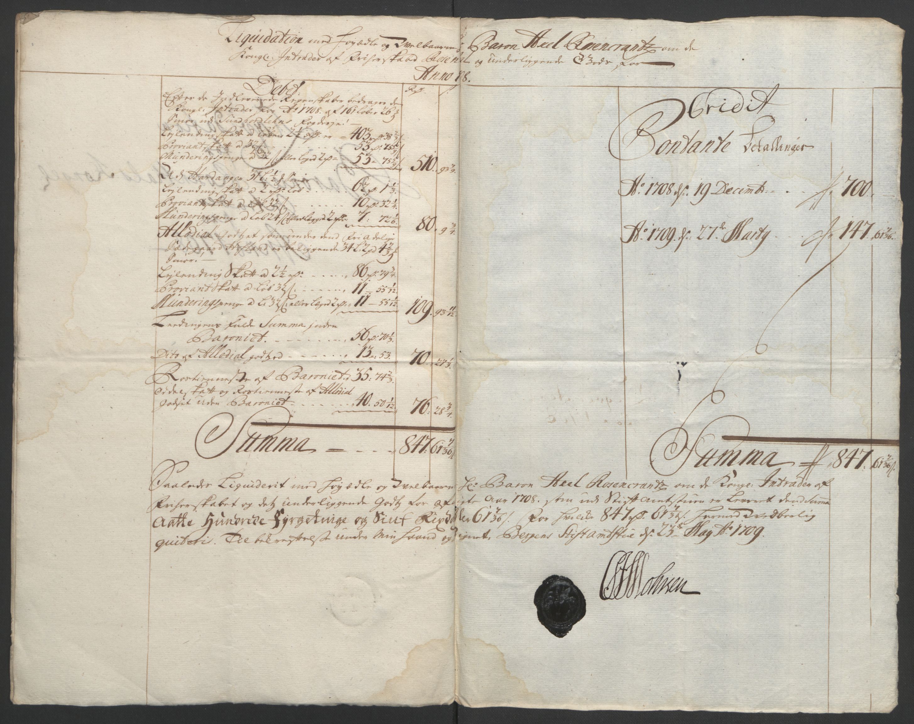 Rentekammeret inntil 1814, Reviderte regnskaper, Fogderegnskap, AV/RA-EA-4092/R49/L3138: Fogderegnskap Rosendal Baroni, 1691-1714, p. 215