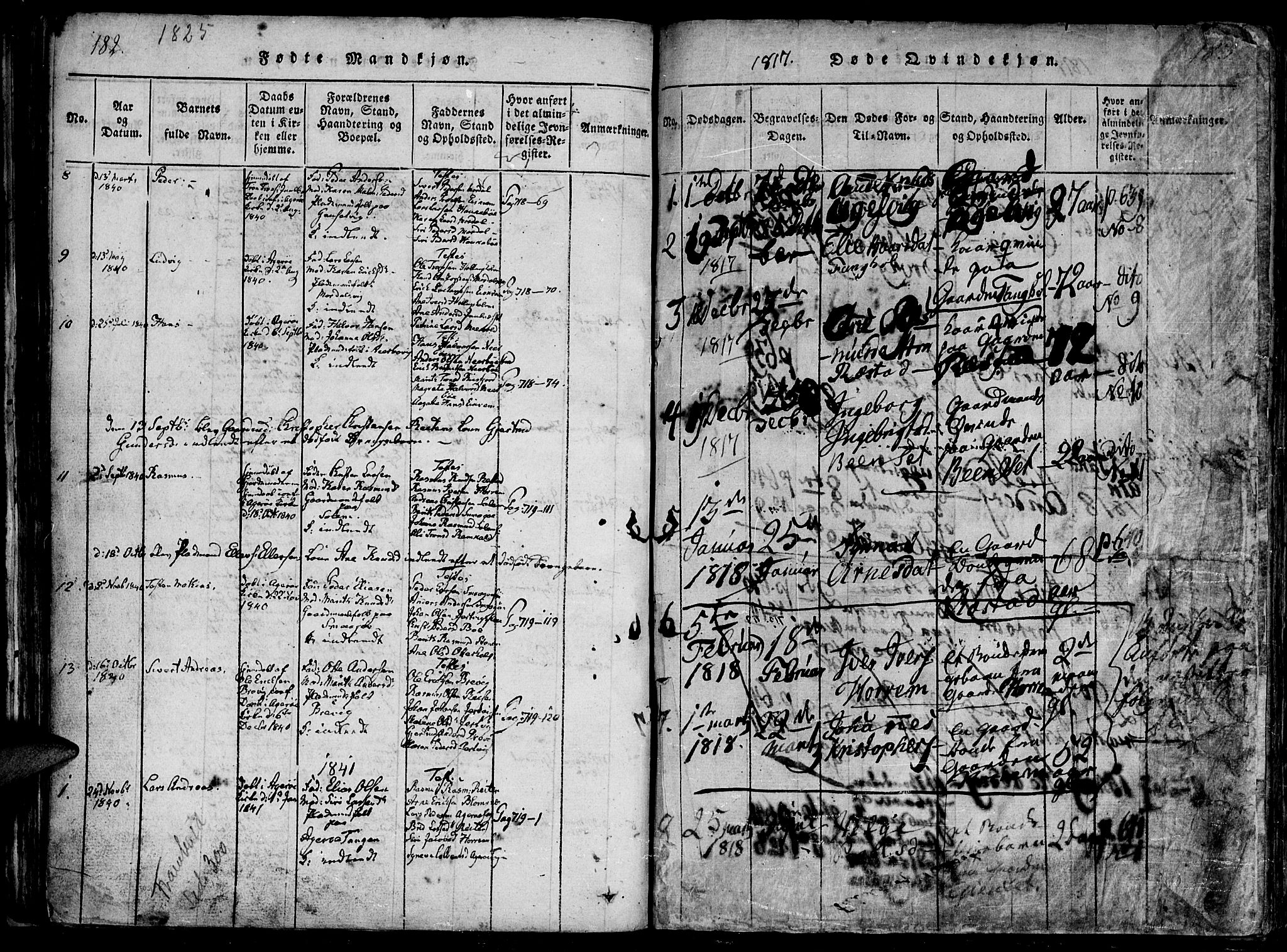 Ministerialprotokoller, klokkerbøker og fødselsregistre - Møre og Romsdal, SAT/A-1454/560/L0718: Parish register (official) no. 560A02, 1817-1844, p. 182-183