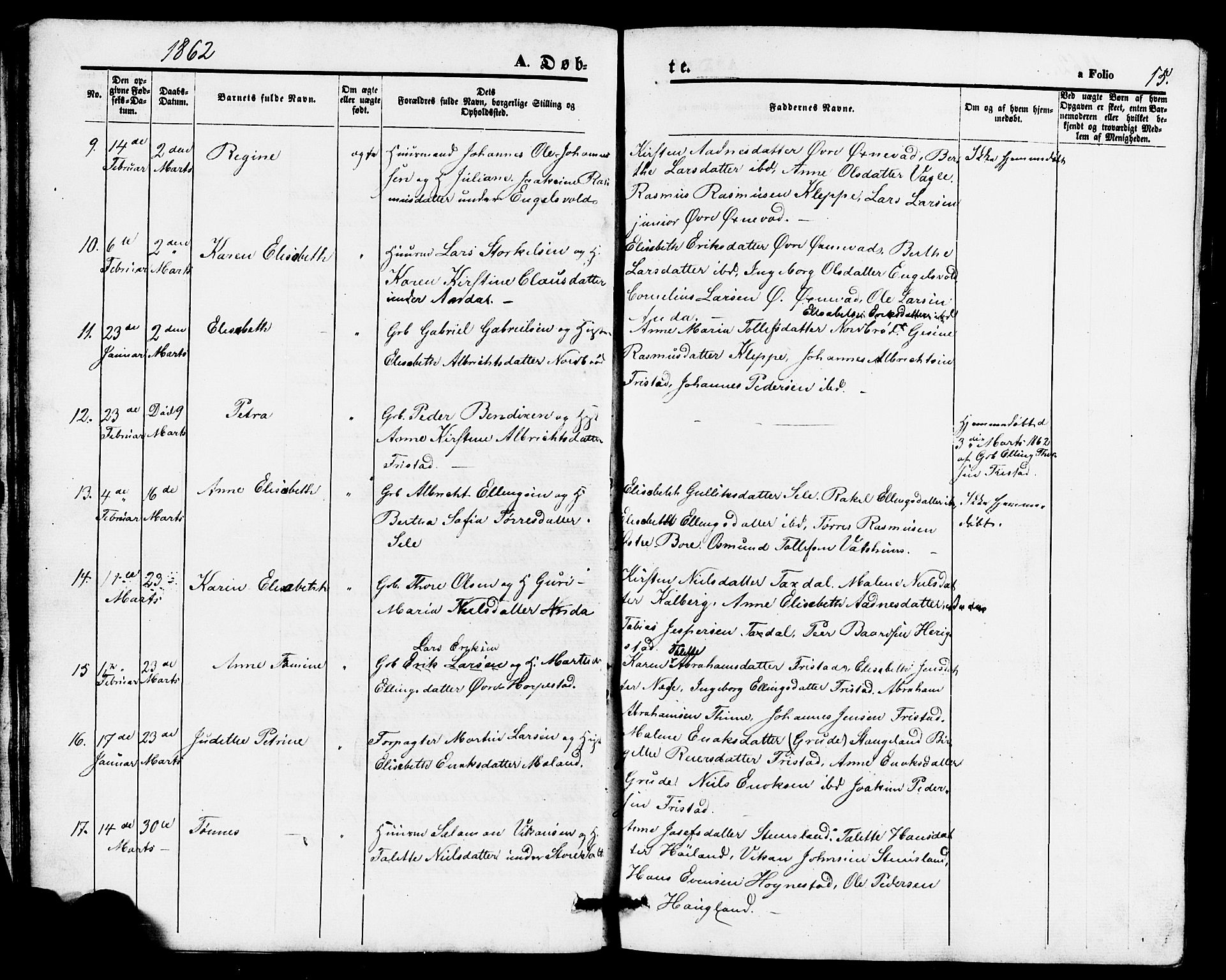 Klepp sokneprestkontor, AV/SAST-A-101803/001/3/30BB/L0002: Parish register (copy) no. B 2, 1860-1875, p. 15