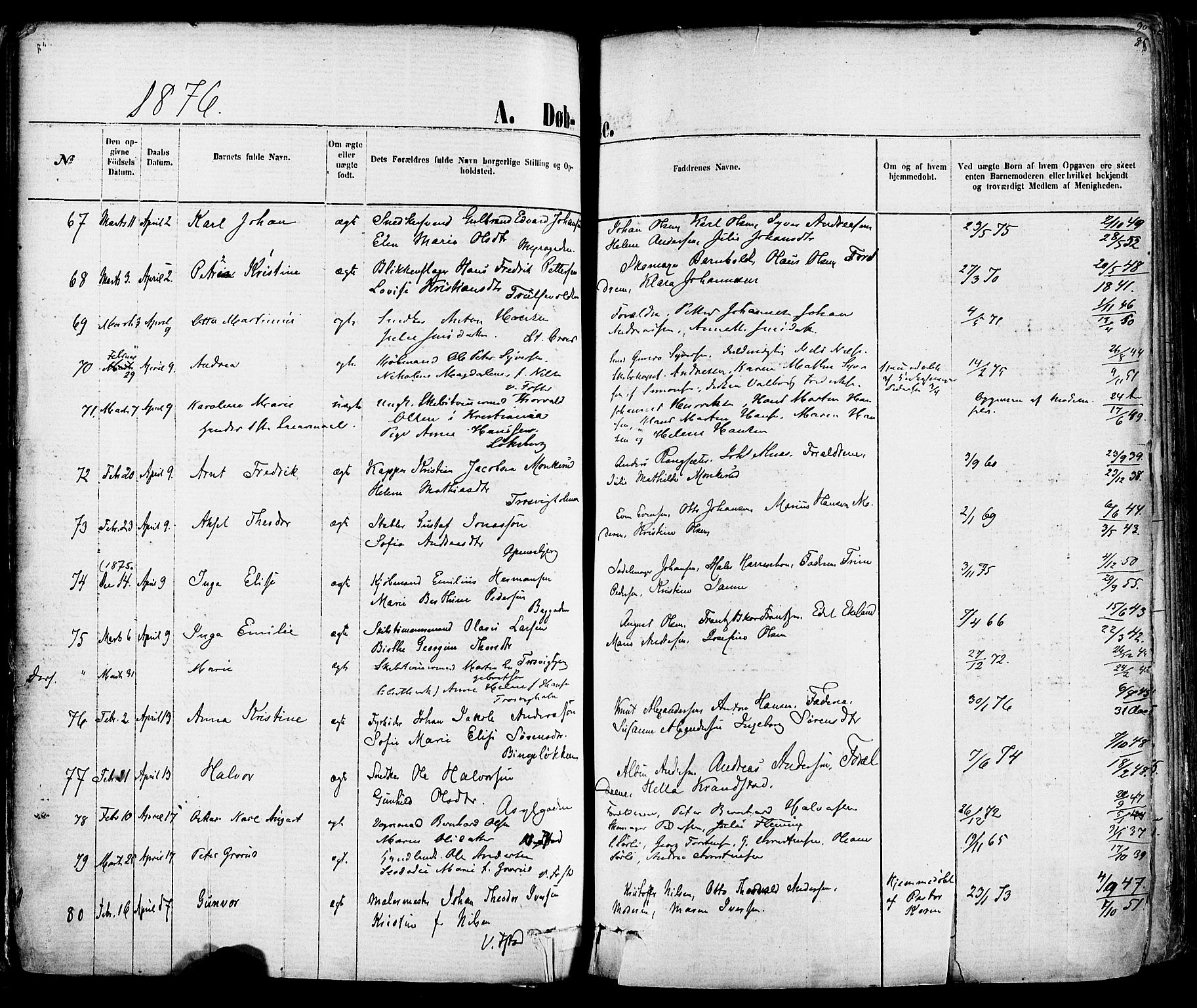 Fredrikstad domkirkes prestekontor Kirkebøker, AV/SAO-A-10906/F/Fa/L0001: Parish register (official) no. 1, 1871-1878, p. 86