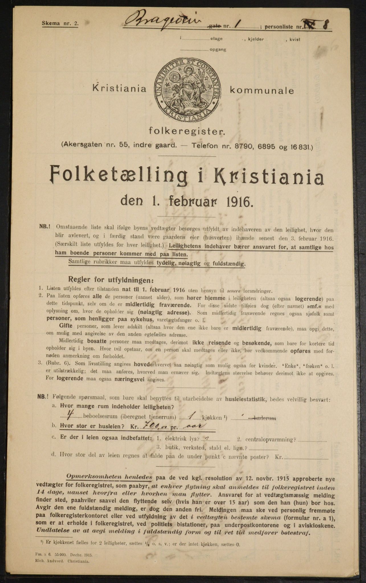 OBA, Municipal Census 1916 for Kristiania, 1916, p. 8129