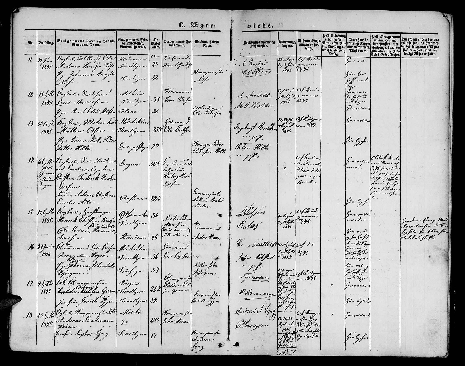 Ministerialprotokoller, klokkerbøker og fødselsregistre - Sør-Trøndelag, SAT/A-1456/602/L0111: Parish register (official) no. 602A09, 1844-1867, p. 6