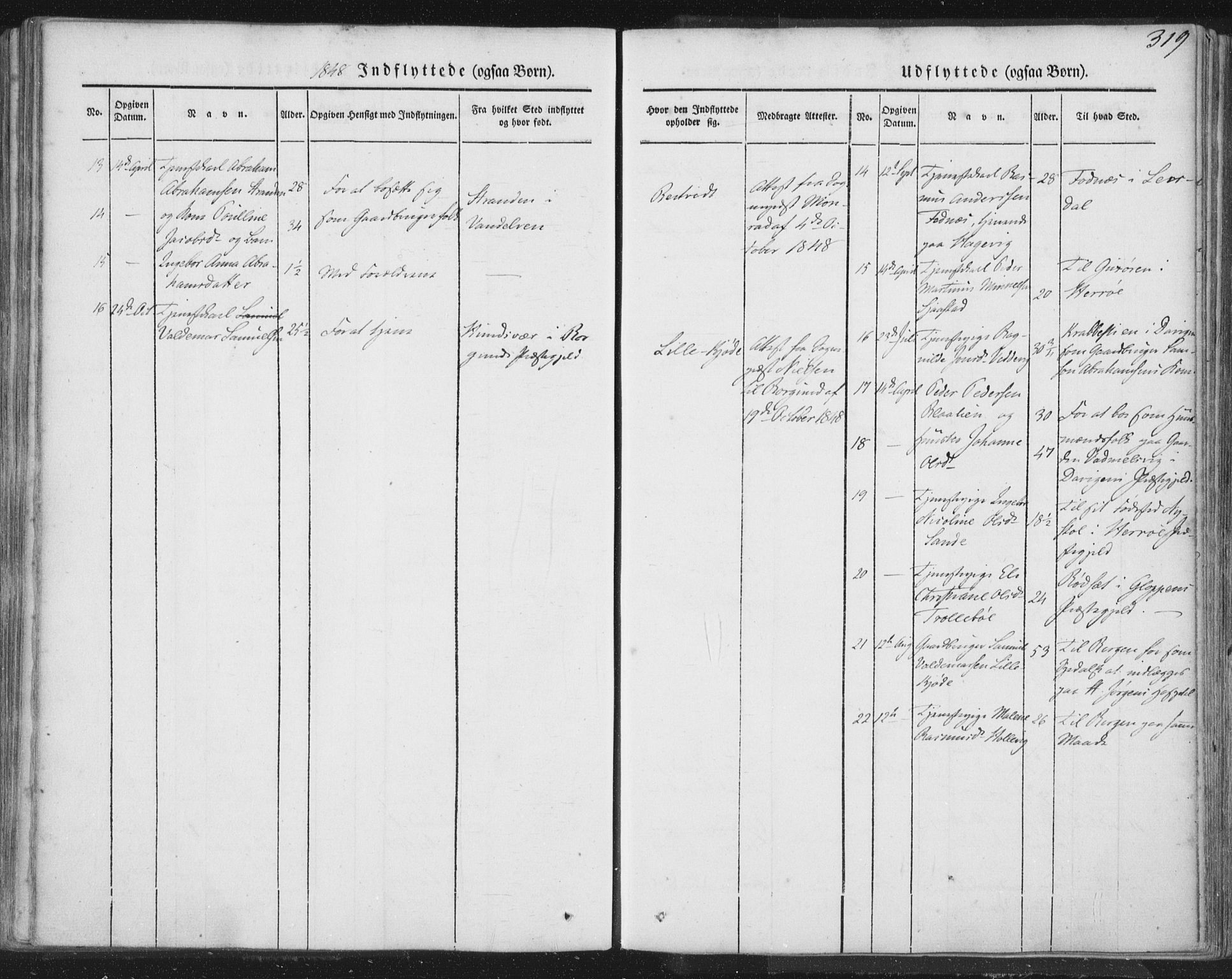 Selje sokneprestembete, SAB/A-99938/H/Ha/Haa/Haaa: Parish register (official) no. A 10, 1844-1858, p. 319