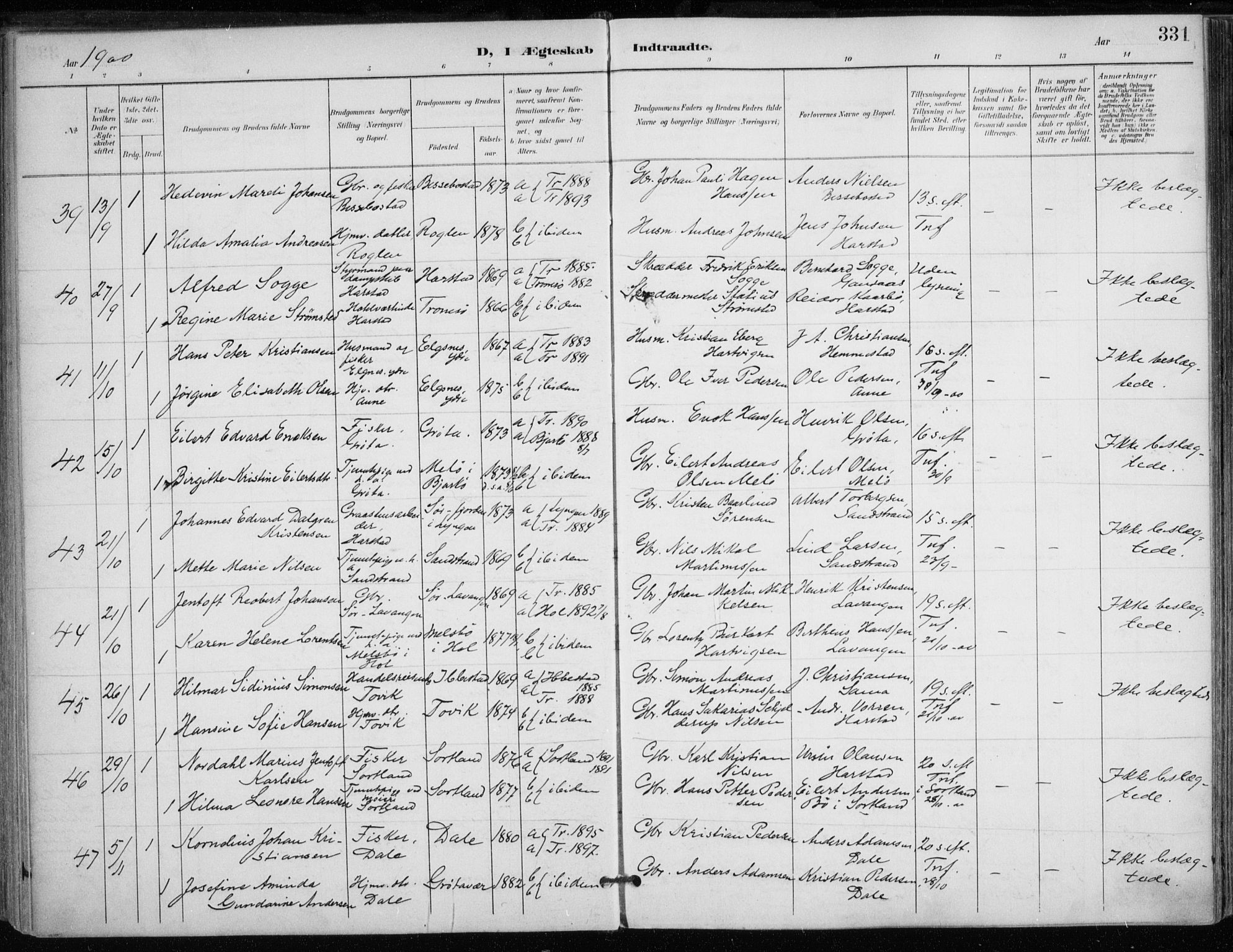 Trondenes sokneprestkontor, SATØ/S-1319/H/Ha/L0017kirke: Parish register (official) no. 17, 1899-1908, p. 331