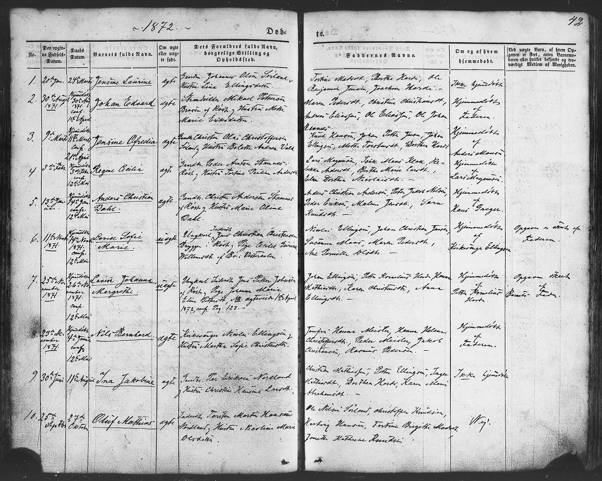 Ministerialprotokoller, klokkerbøker og fødselsregistre - Nordland, SAT/A-1459/807/L0121: Parish register (official) no. 807A04, 1846-1879, p. 42