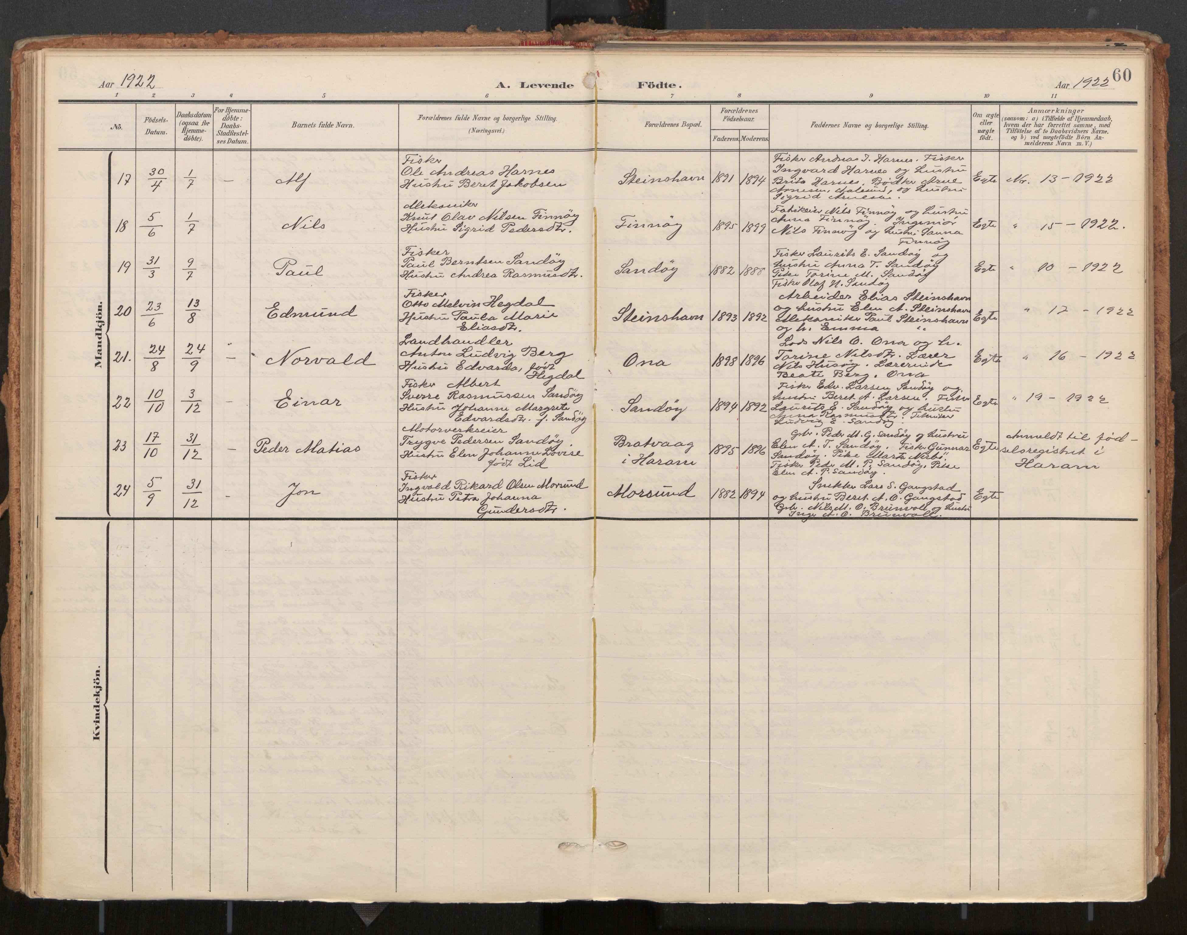 Ministerialprotokoller, klokkerbøker og fødselsregistre - Møre og Romsdal, AV/SAT-A-1454/561/L0730: Parish register (official) no. 561A04, 1901-1929, p. 60