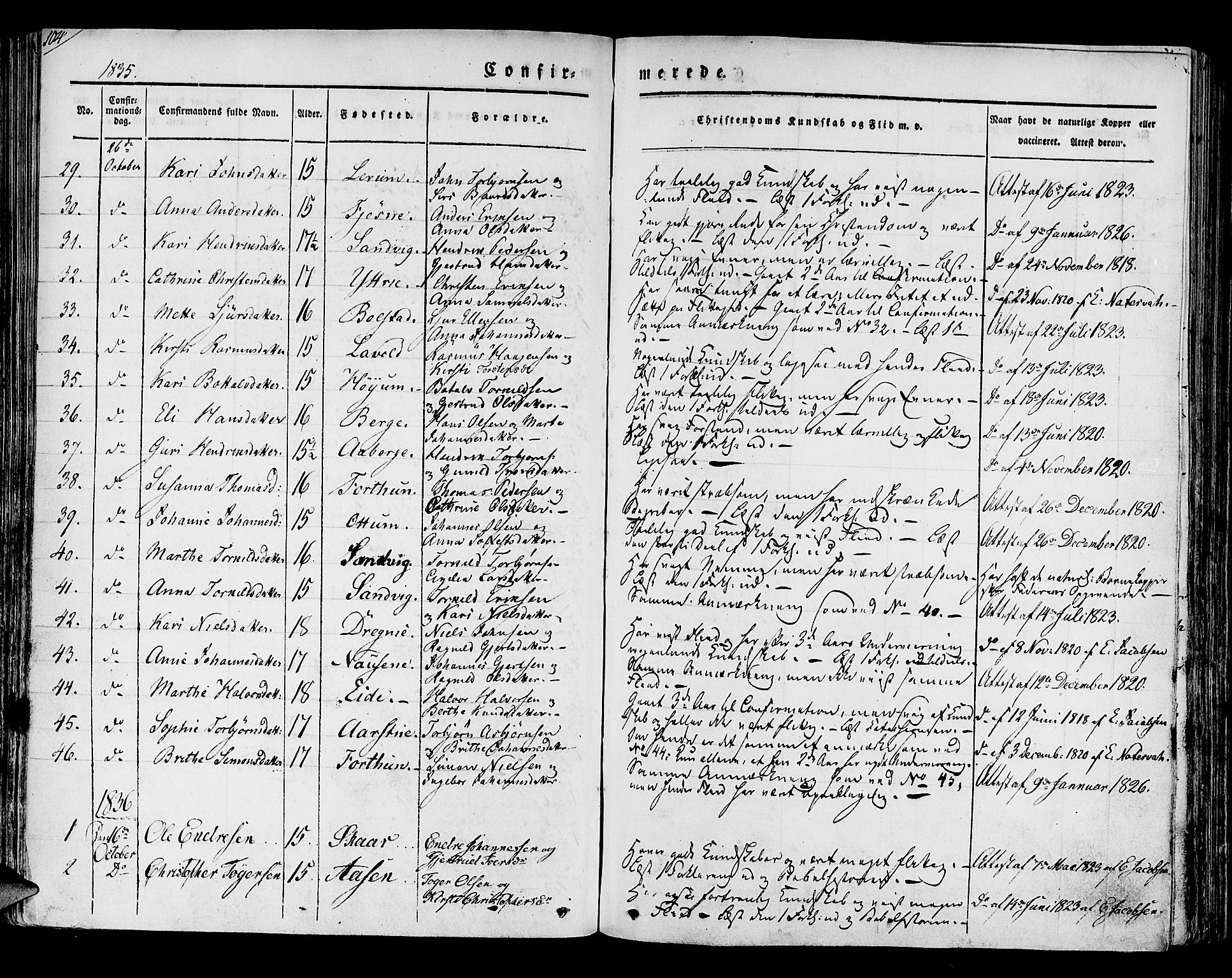 Luster sokneprestembete, SAB/A-81101/H/Haa/Haaa/L0005: Parish register (official) no. A 5, 1831-1841, p. 104
