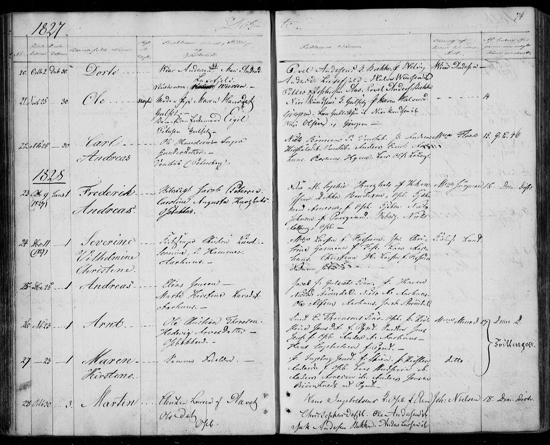 Gjerpen kirkebøker, AV/SAKO-A-265/F/Fa/L0005: Parish register (official) no. I 5, 1823-1829, p. 74