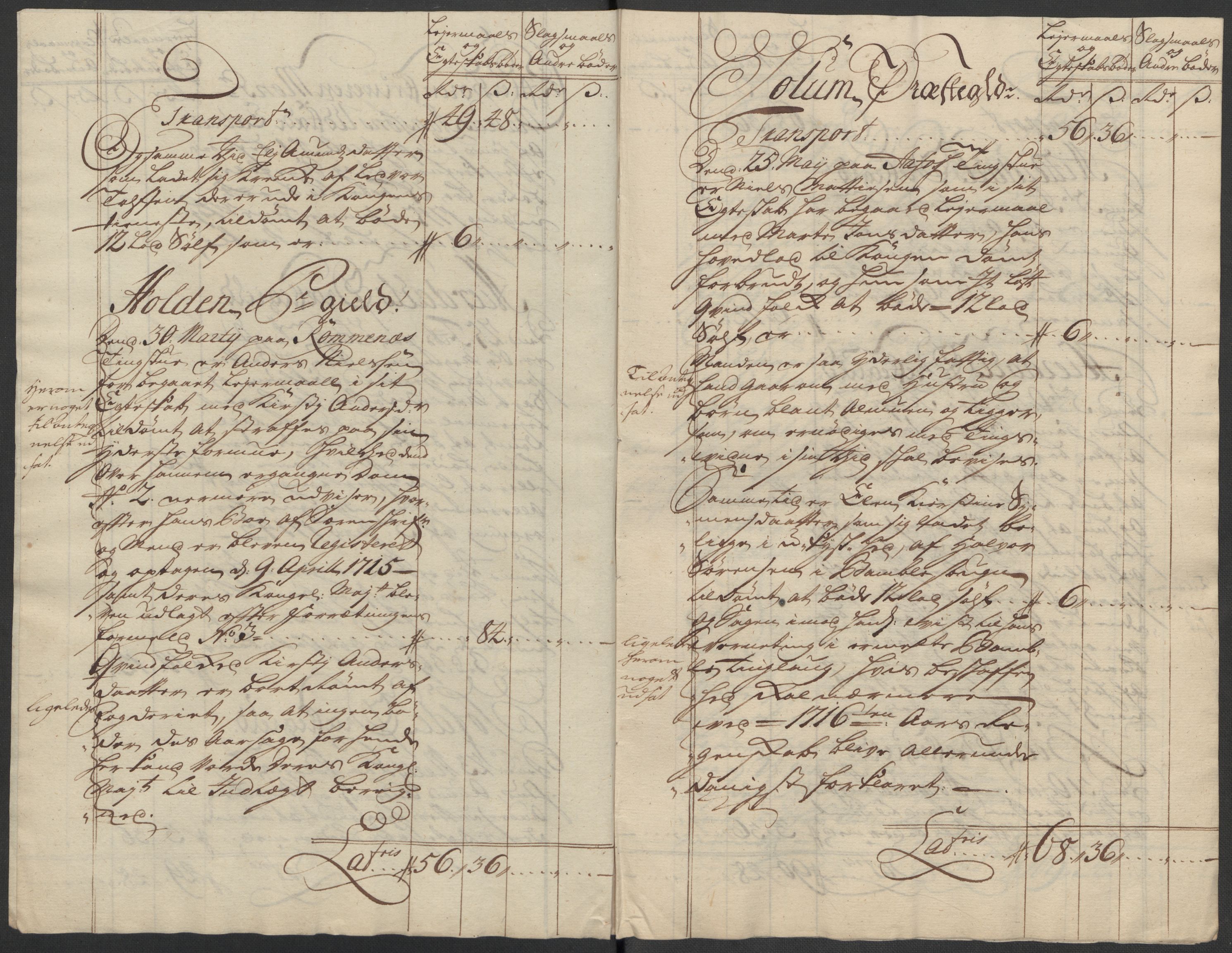 Rentekammeret inntil 1814, Reviderte regnskaper, Fogderegnskap, AV/RA-EA-4092/R36/L2127: Fogderegnskap Øvre og Nedre Telemark og Bamble, 1715, p. 220