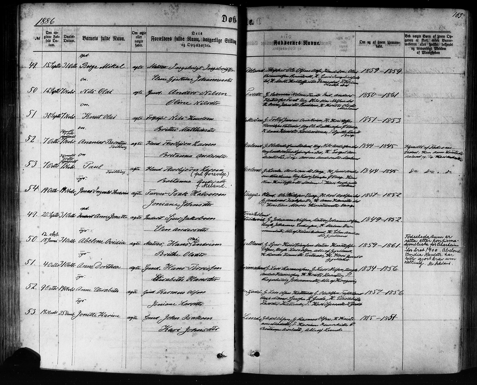 Tysnes sokneprestembete, AV/SAB-A-78601/H/Haa: Parish register (official) no. A 12, 1872-1886, p. 163