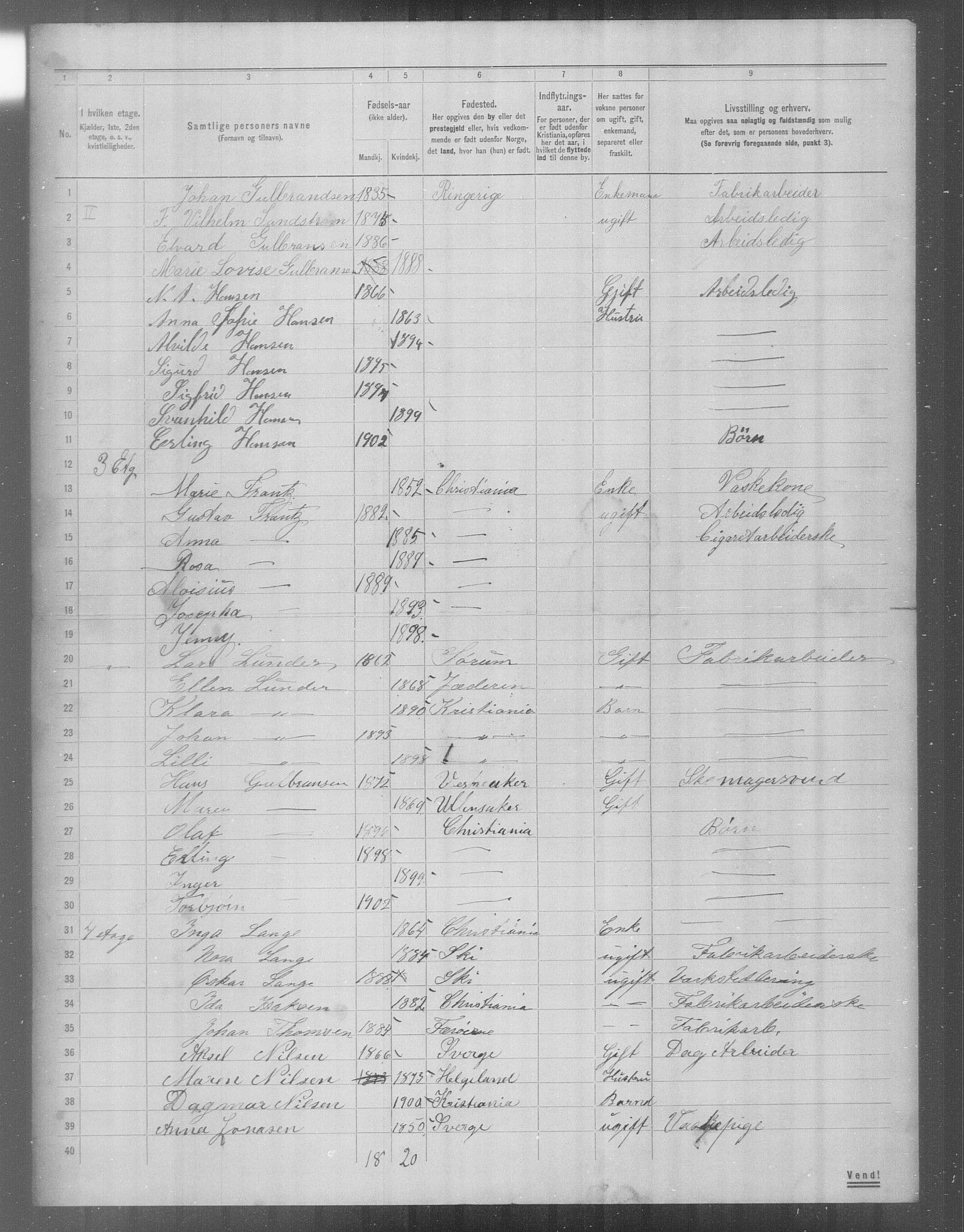 OBA, Municipal Census 1904 for Kristiania, 1904, p. 23375