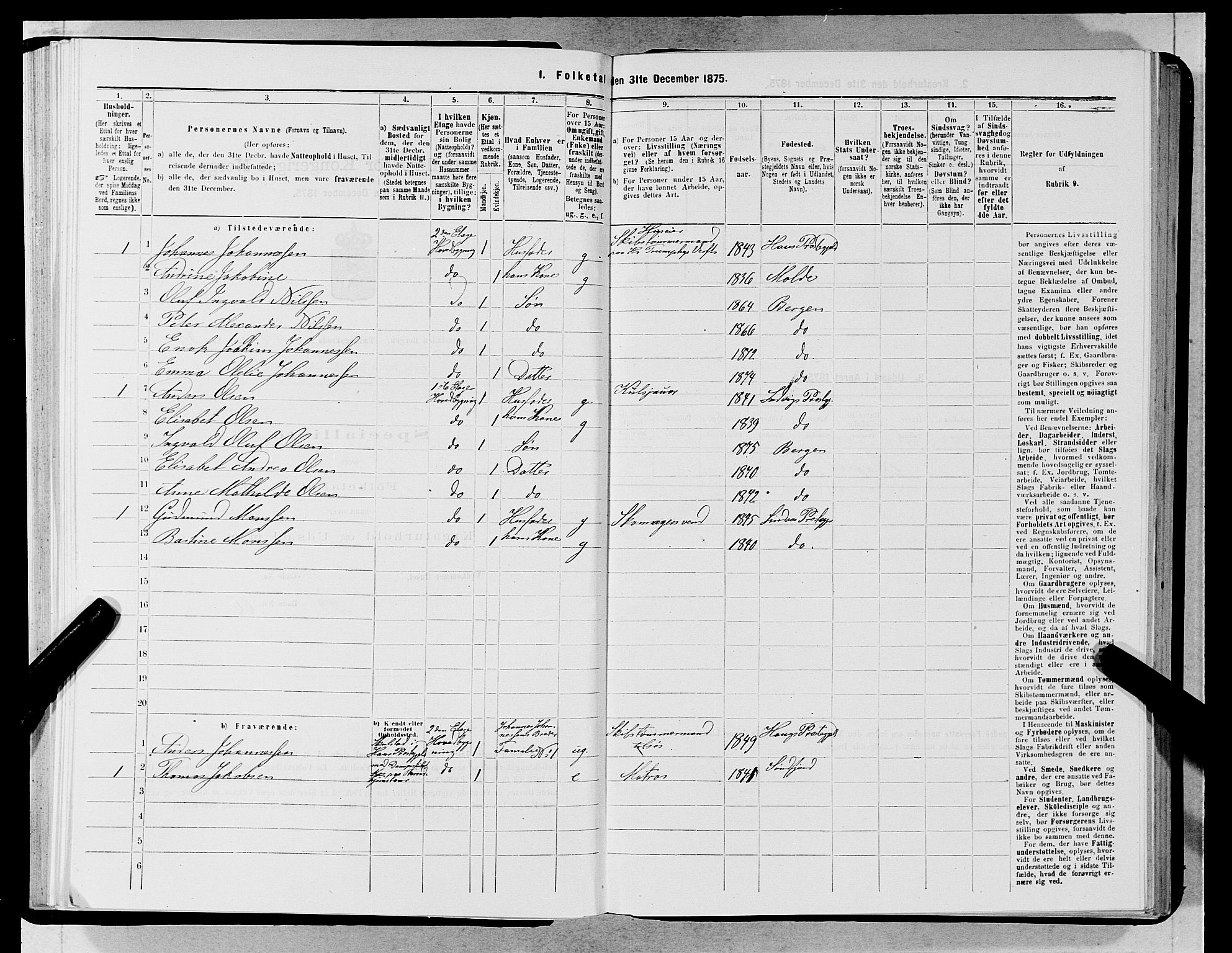 SAB, 1875 census for 1301 Bergen, 1875, p. 4996