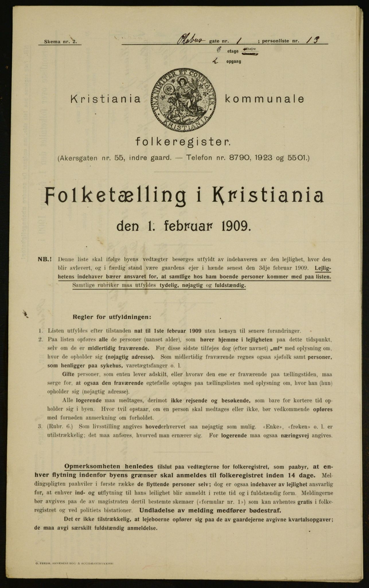 OBA, Municipal Census 1909 for Kristiania, 1909, p. 72642