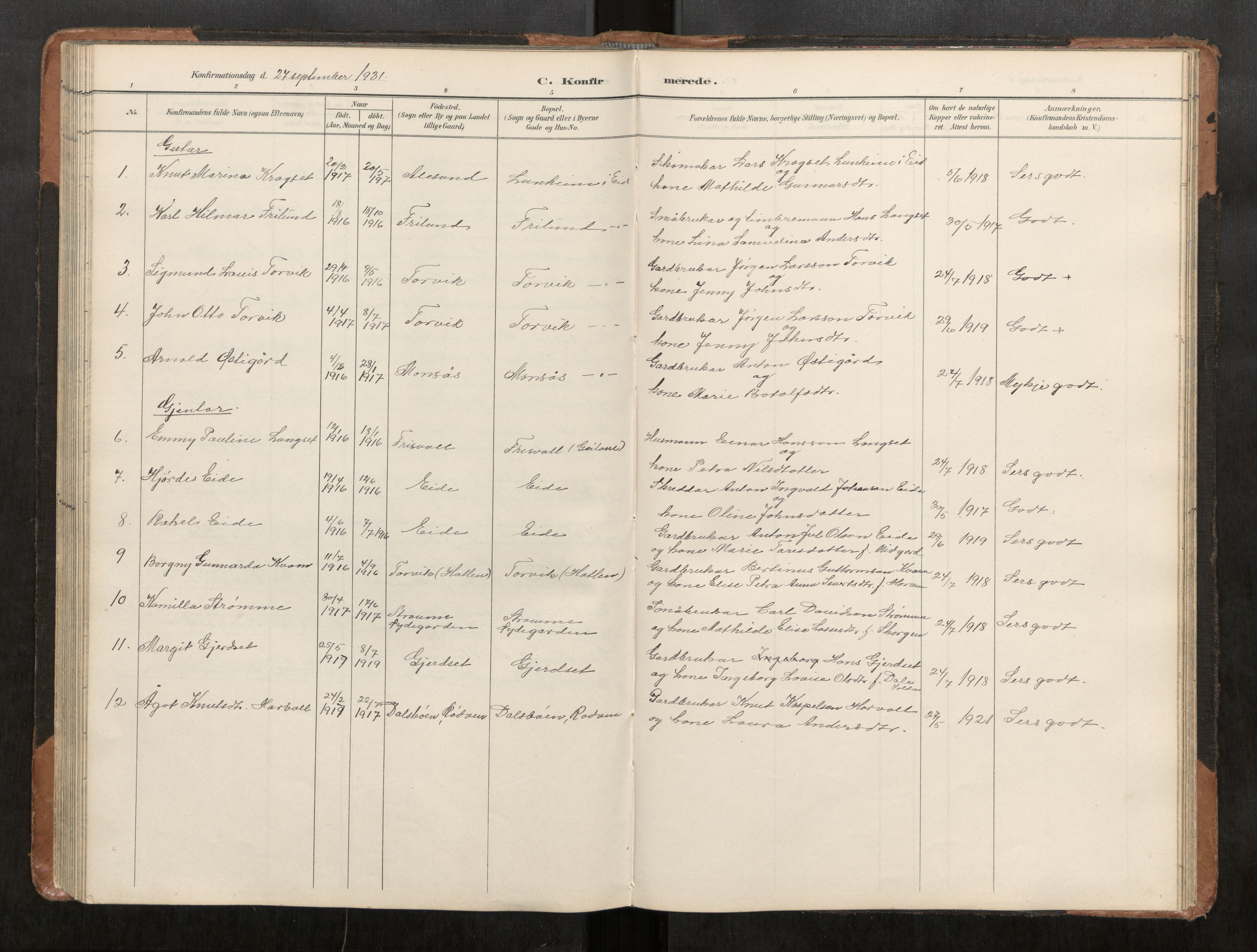 Ministerialprotokoller, klokkerbøker og fødselsregistre - Møre og Romsdal, AV/SAT-A-1454/542/L0561: Parish register (copy) no. 542C03, 1893-1931