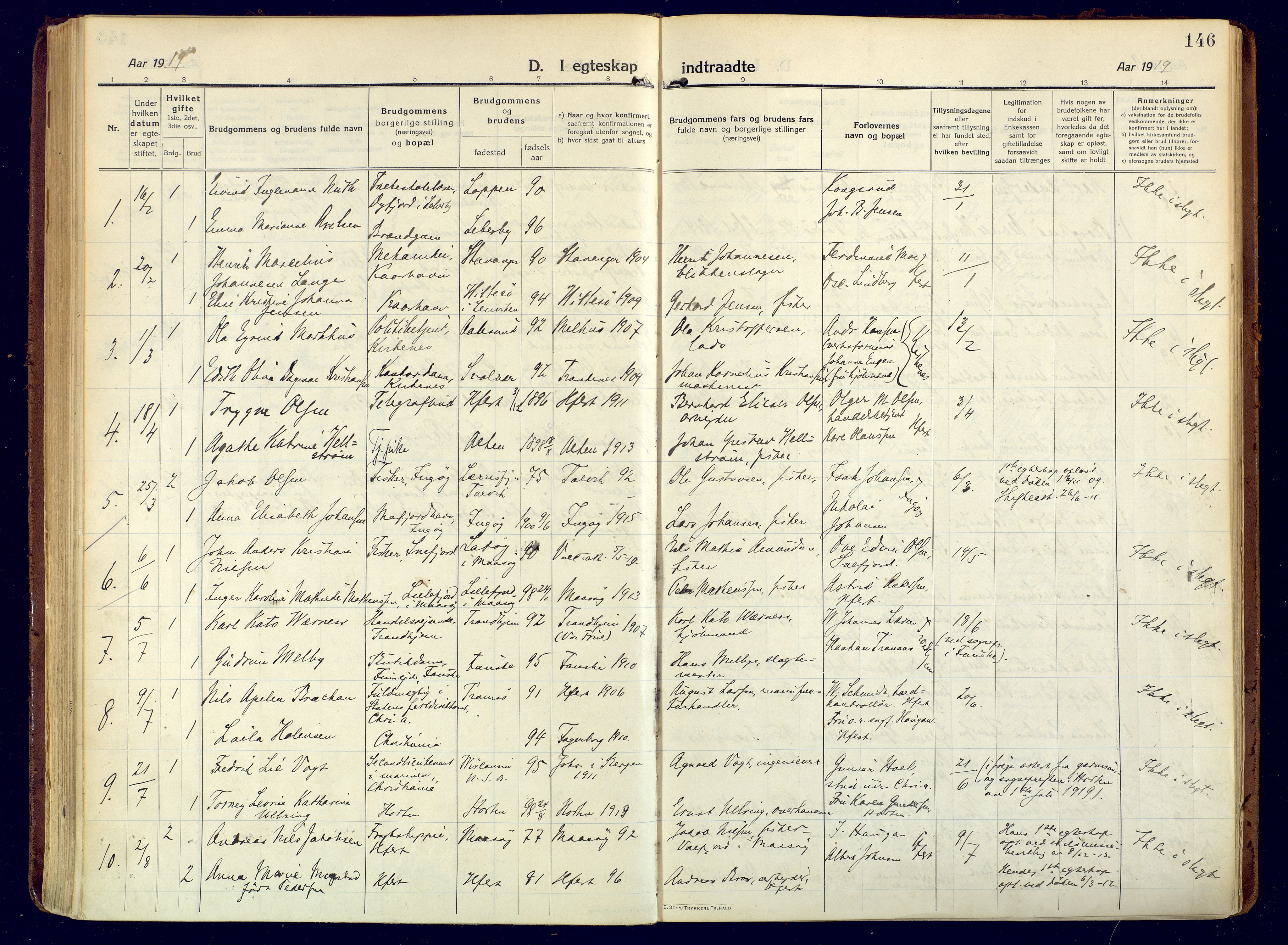 Hammerfest sokneprestkontor, SATØ/S-1347/H/Ha/L0015.kirke: Parish register (official) no. 15, 1916-1923, p. 146