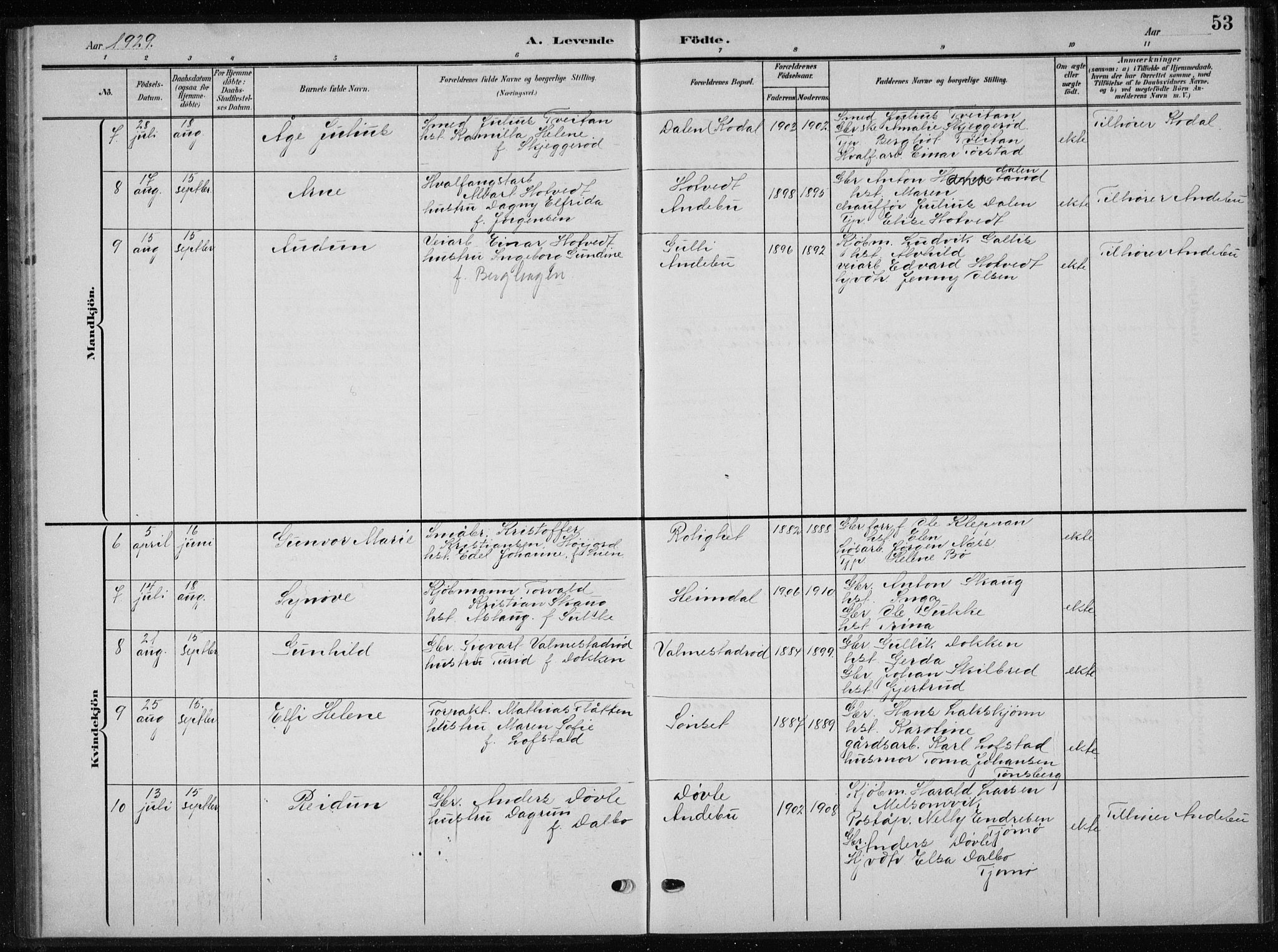 Andebu kirkebøker, AV/SAKO-A-336/G/Gb/L0001: Parish register (copy) no. II 1, 1901-1936, p. 53