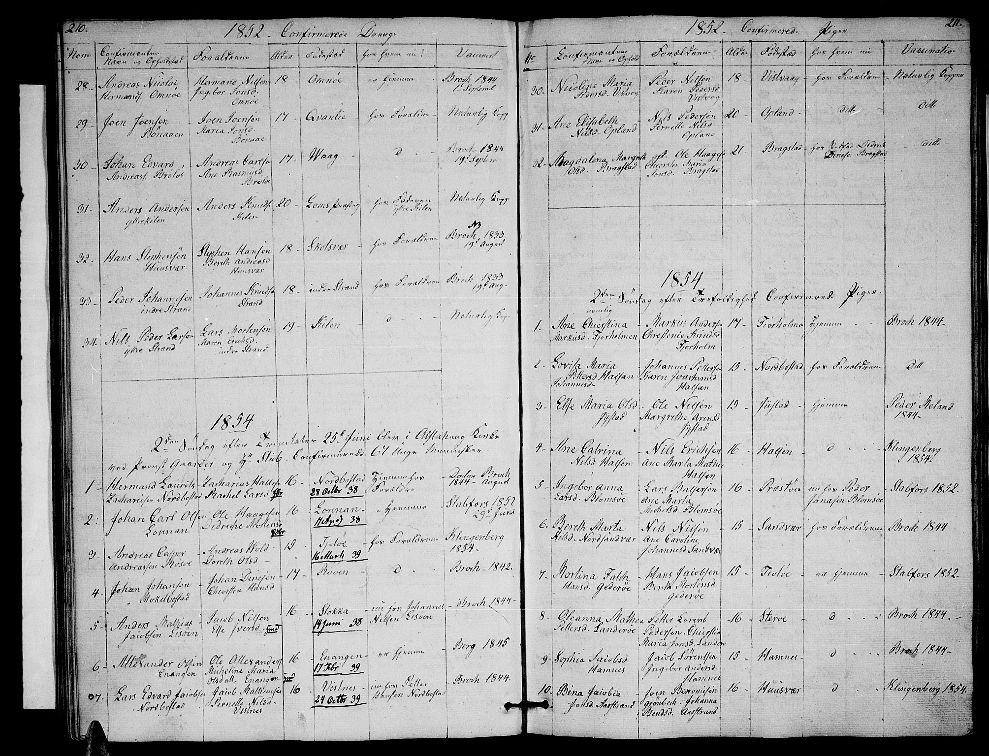 Ministerialprotokoller, klokkerbøker og fødselsregistre - Nordland, AV/SAT-A-1459/830/L0460: Parish register (copy) no. 830C02, 1843-1865, p. 210-211