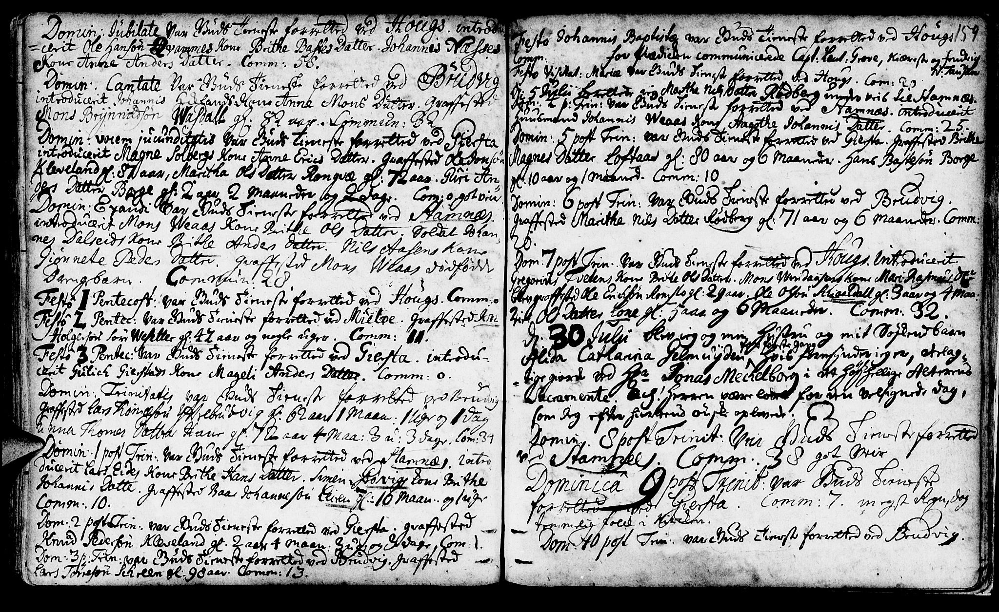 Haus sokneprestembete, AV/SAB-A-75601/H/Haa: Parish register (official) no. A 4, 1723-1733, p. 159