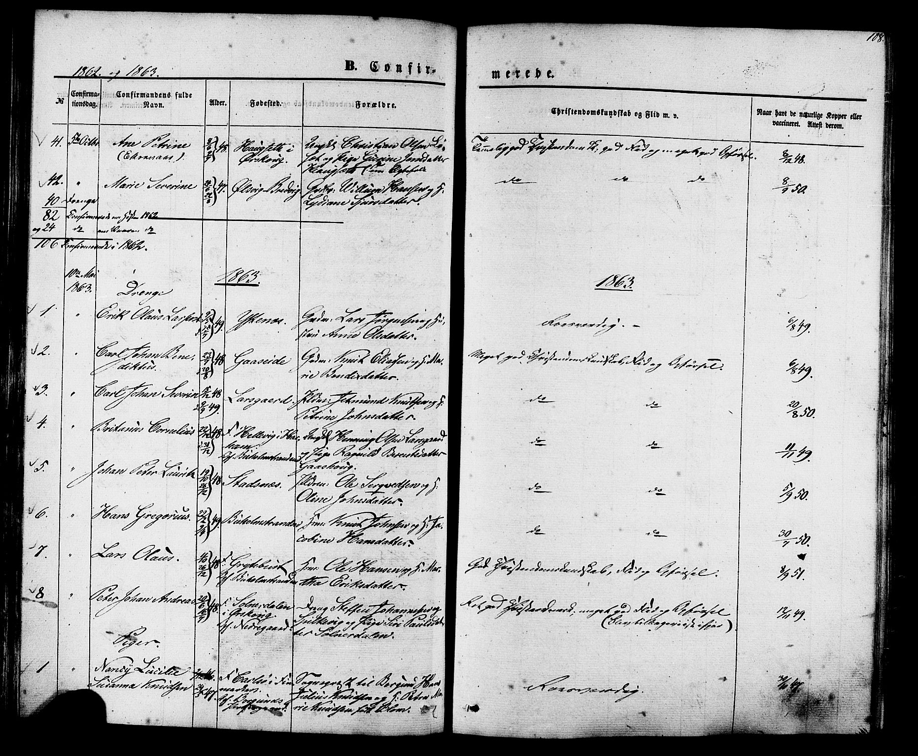 Ministerialprotokoller, klokkerbøker og fødselsregistre - Møre og Romsdal, AV/SAT-A-1454/528/L0398: Parish register (official) no. 528A09, 1858-1864, p. 108