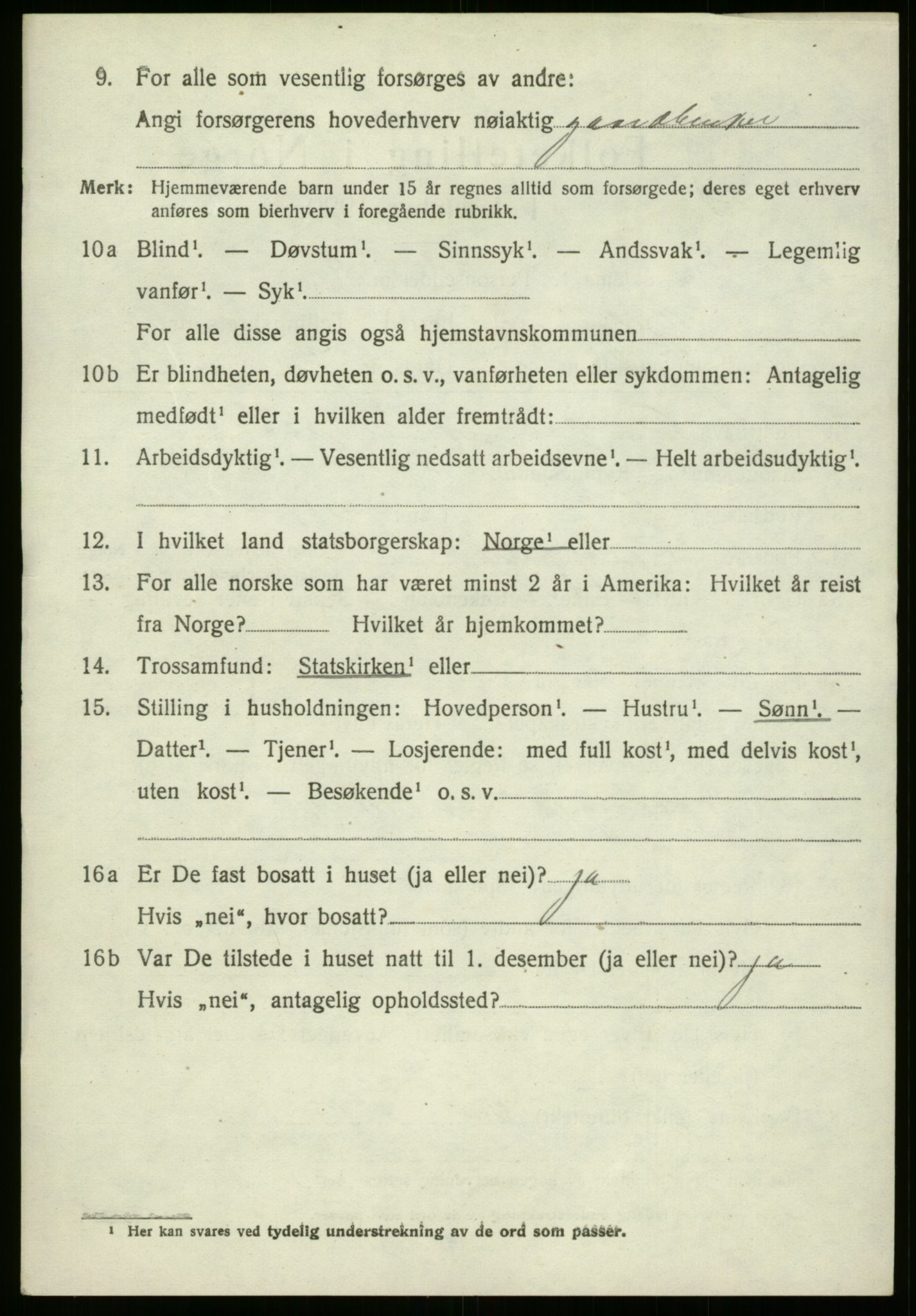 SAB, 1920 census for Gloppen, 1920, p. 6313