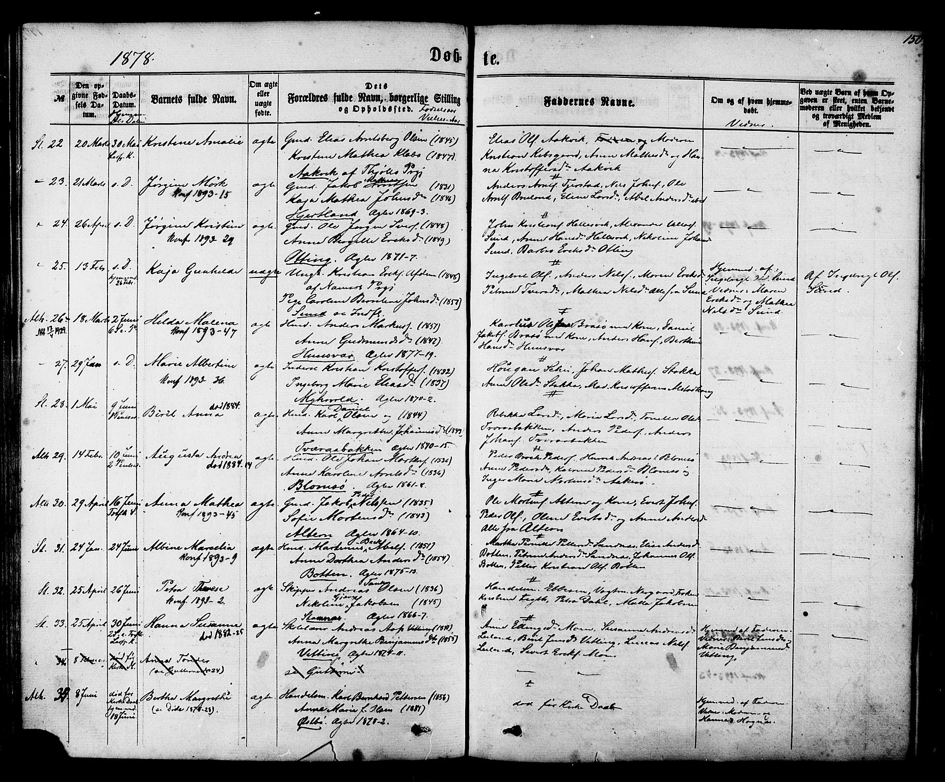 Ministerialprotokoller, klokkerbøker og fødselsregistre - Nordland, AV/SAT-A-1459/830/L0449: Parish register (official) no. 830A13, 1866-1886, p. 150