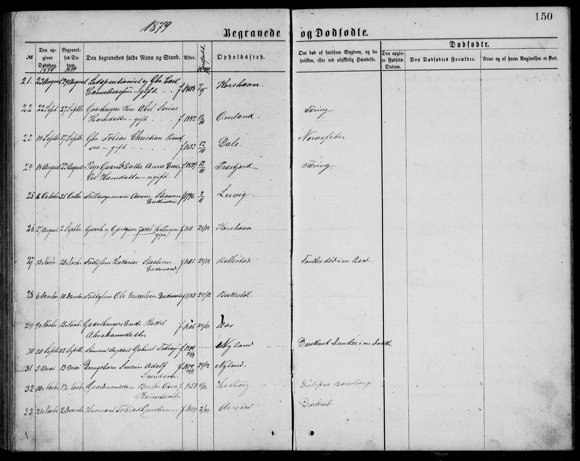 Lyngdal sokneprestkontor, AV/SAK-1111-0029/F/Fb/Fba/L0002: Parish register (copy) no. B 2, 1876-1886, p. 150