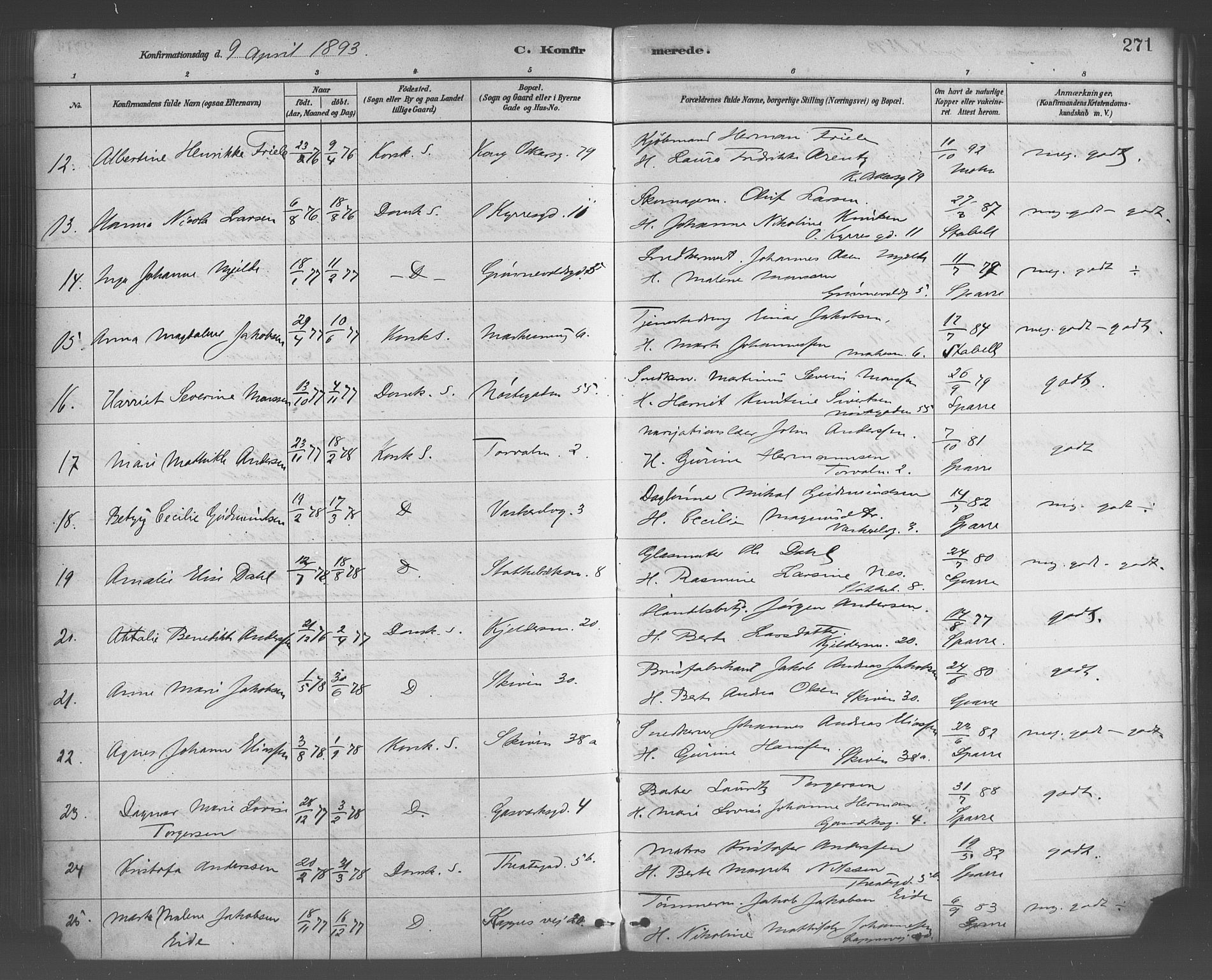 Domkirken sokneprestembete, AV/SAB-A-74801/H/Haa/L0030: Parish register (official) no. C 5, 1880-1898, p. 271