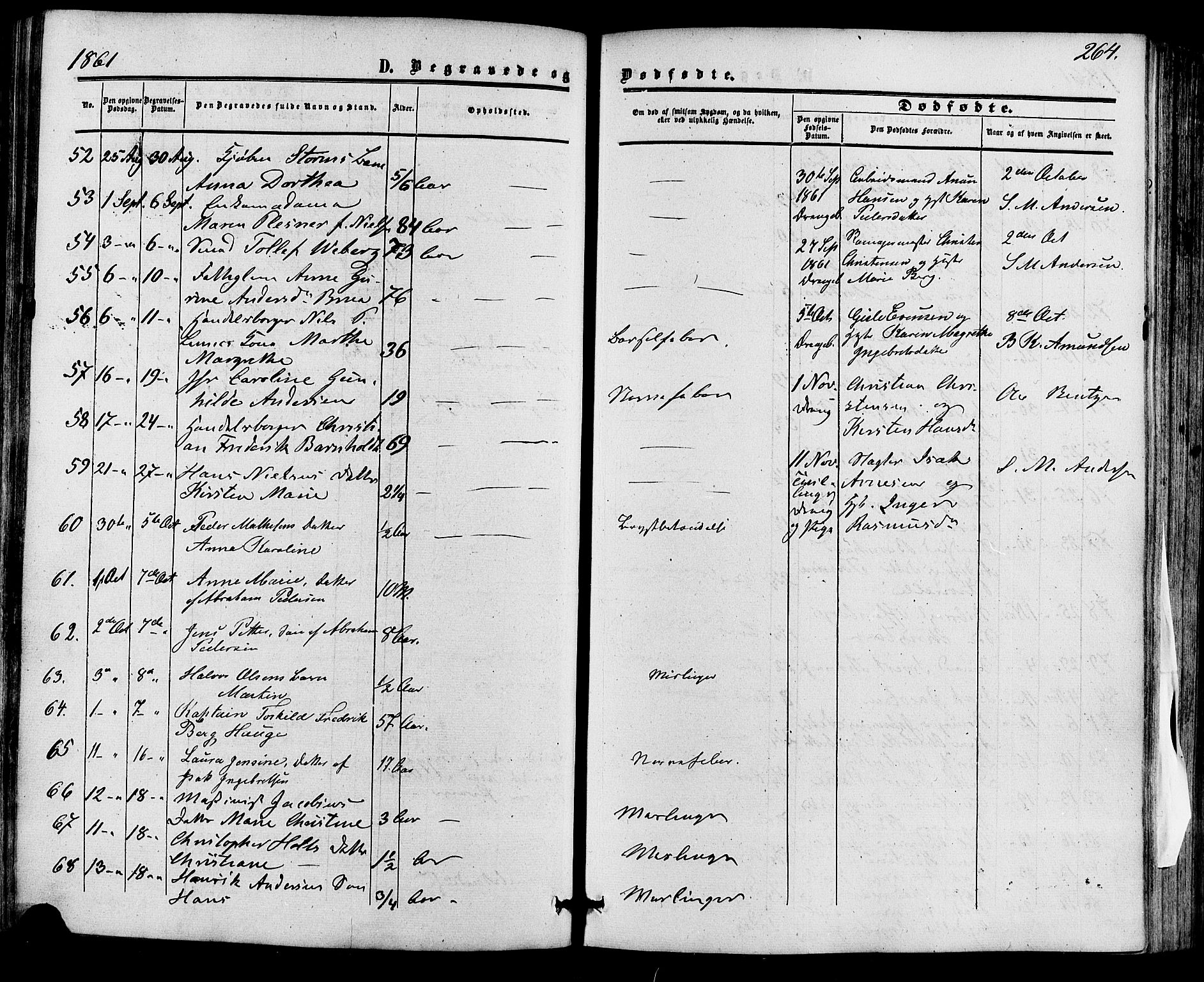 Skien kirkebøker, SAKO/A-302/F/Fa/L0007: Parish register (official) no. 7, 1856-1865, p. 264