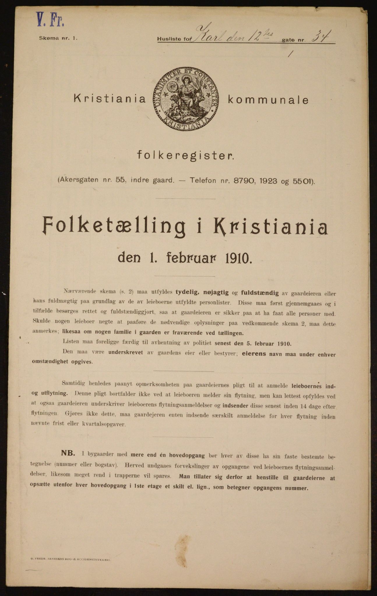 OBA, Municipal Census 1910 for Kristiania, 1910, p. 47264