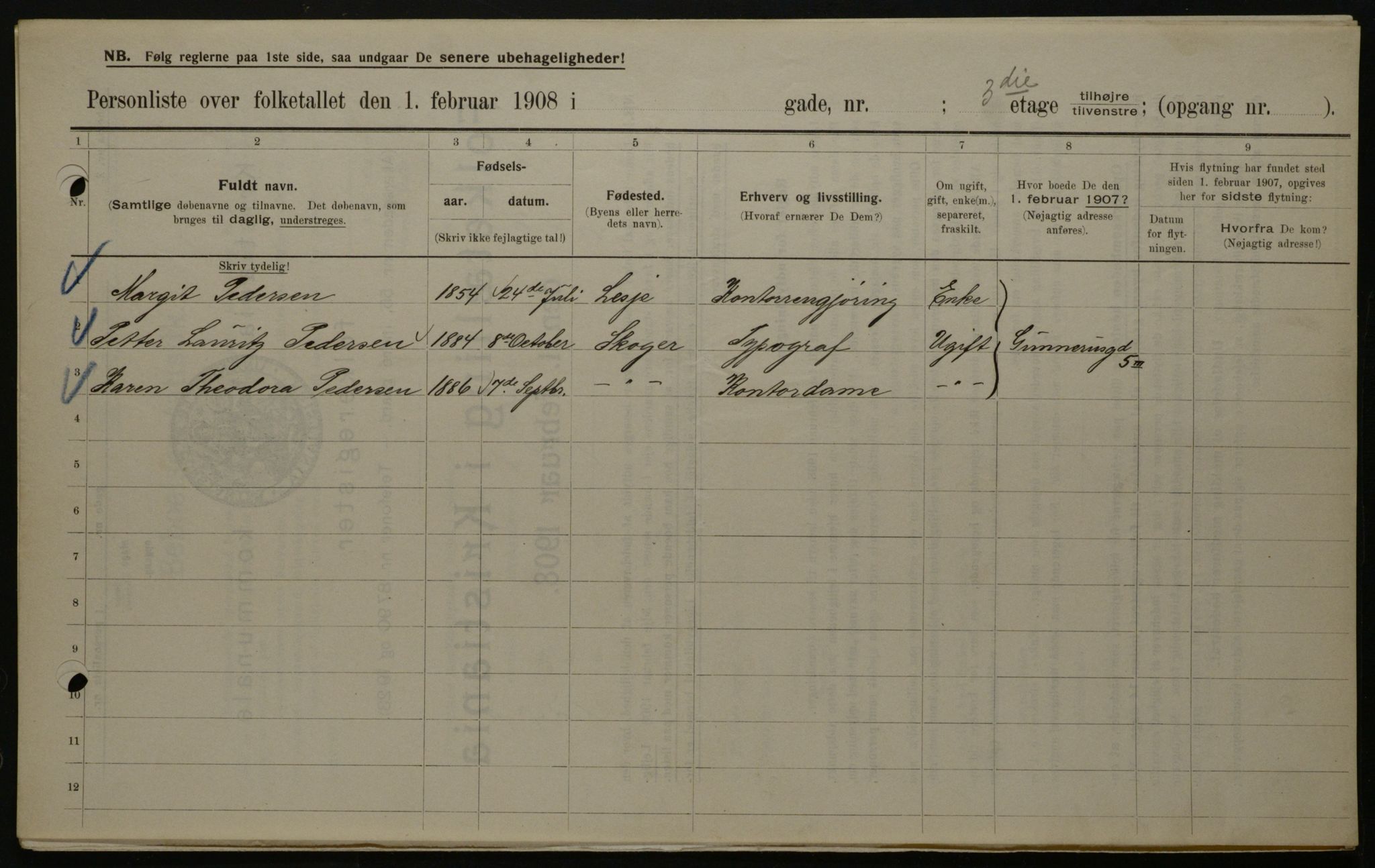 OBA, Municipal Census 1908 for Kristiania, 1908, p. 5131