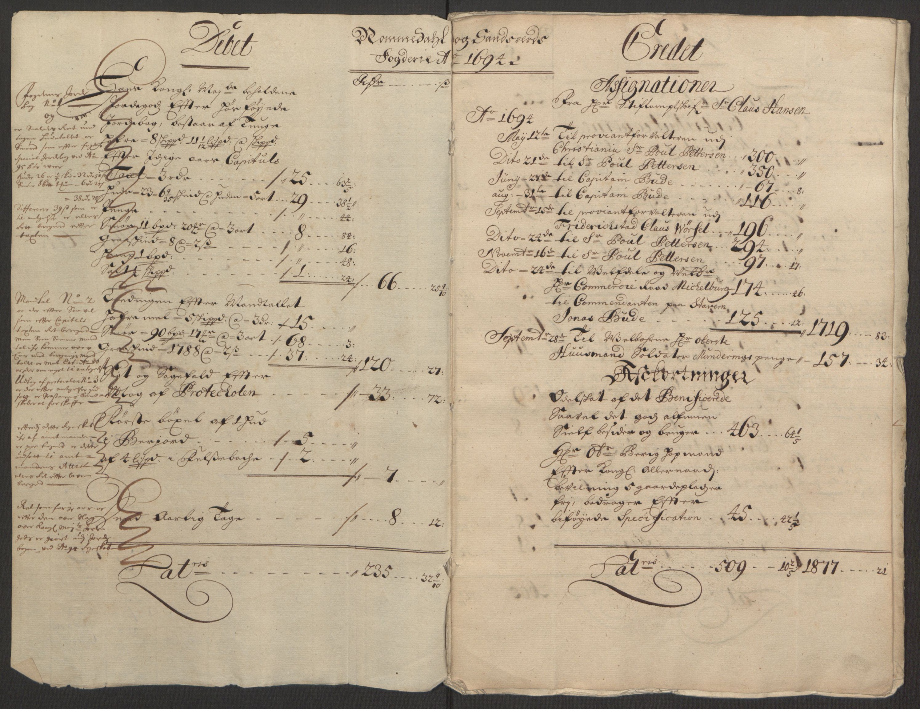Rentekammeret inntil 1814, Reviderte regnskaper, Fogderegnskap, RA/EA-4092/R24/L1575: Fogderegnskap Numedal og Sandsvær, 1692-1695, p. 29