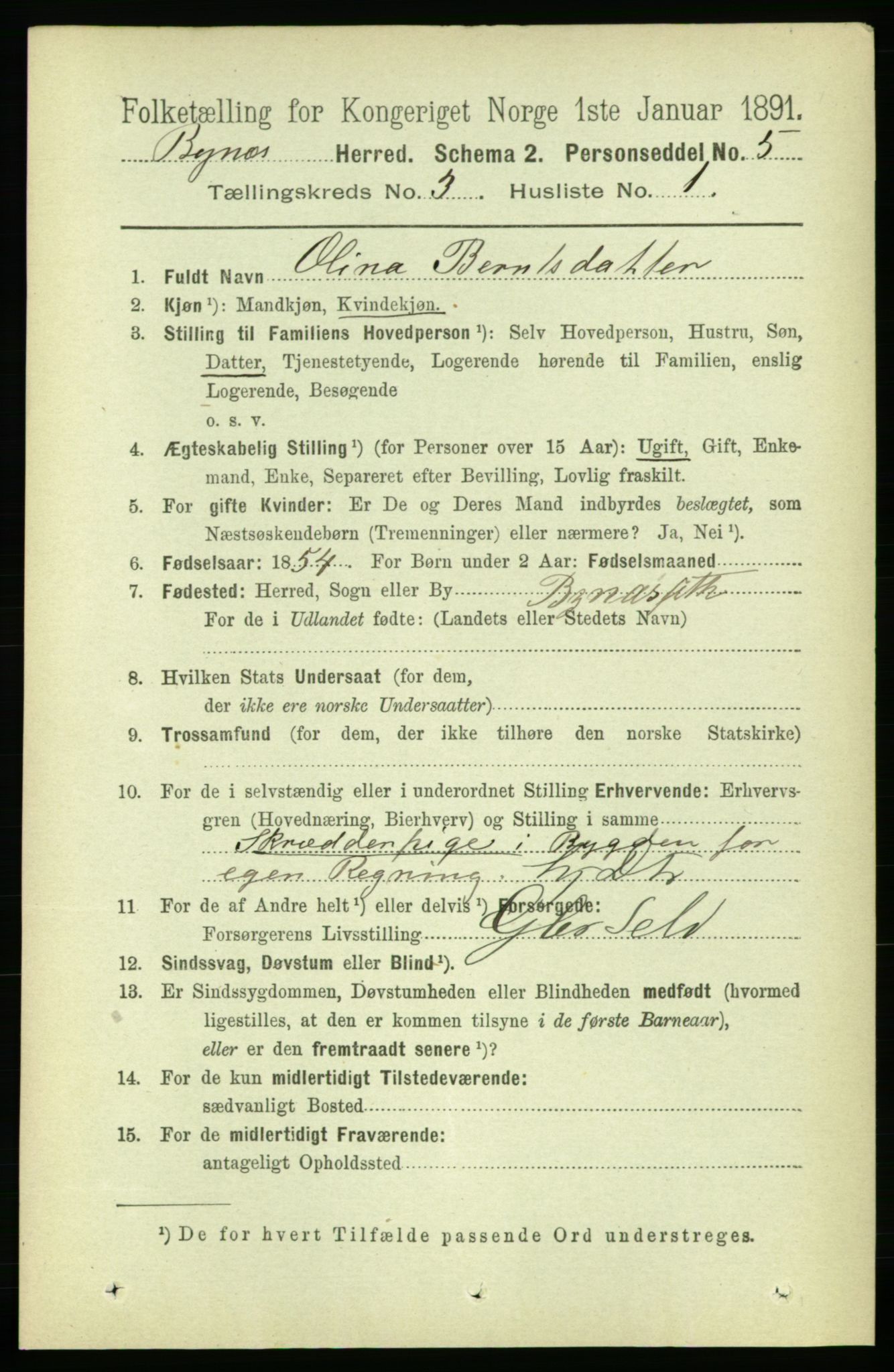 RA, 1891 census for 1655 Byneset, 1891, p. 1289