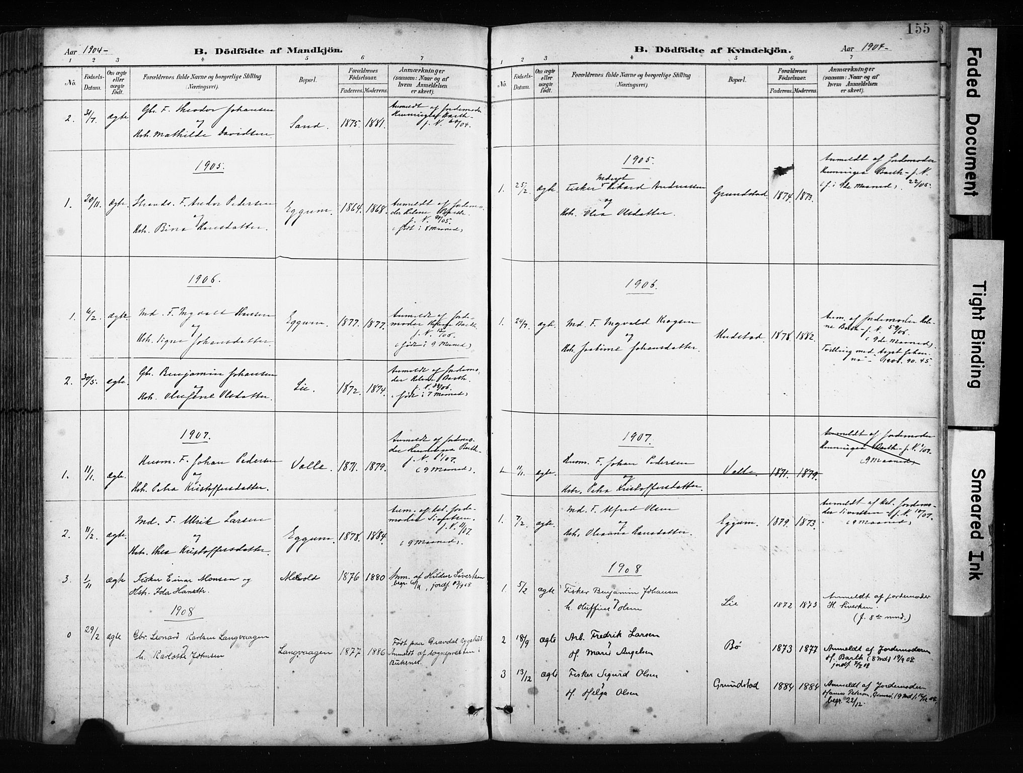 Ministerialprotokoller, klokkerbøker og fødselsregistre - Nordland, AV/SAT-A-1459/880/L1134: Parish register (official) no. 880A08, 1899-1908, p. 155