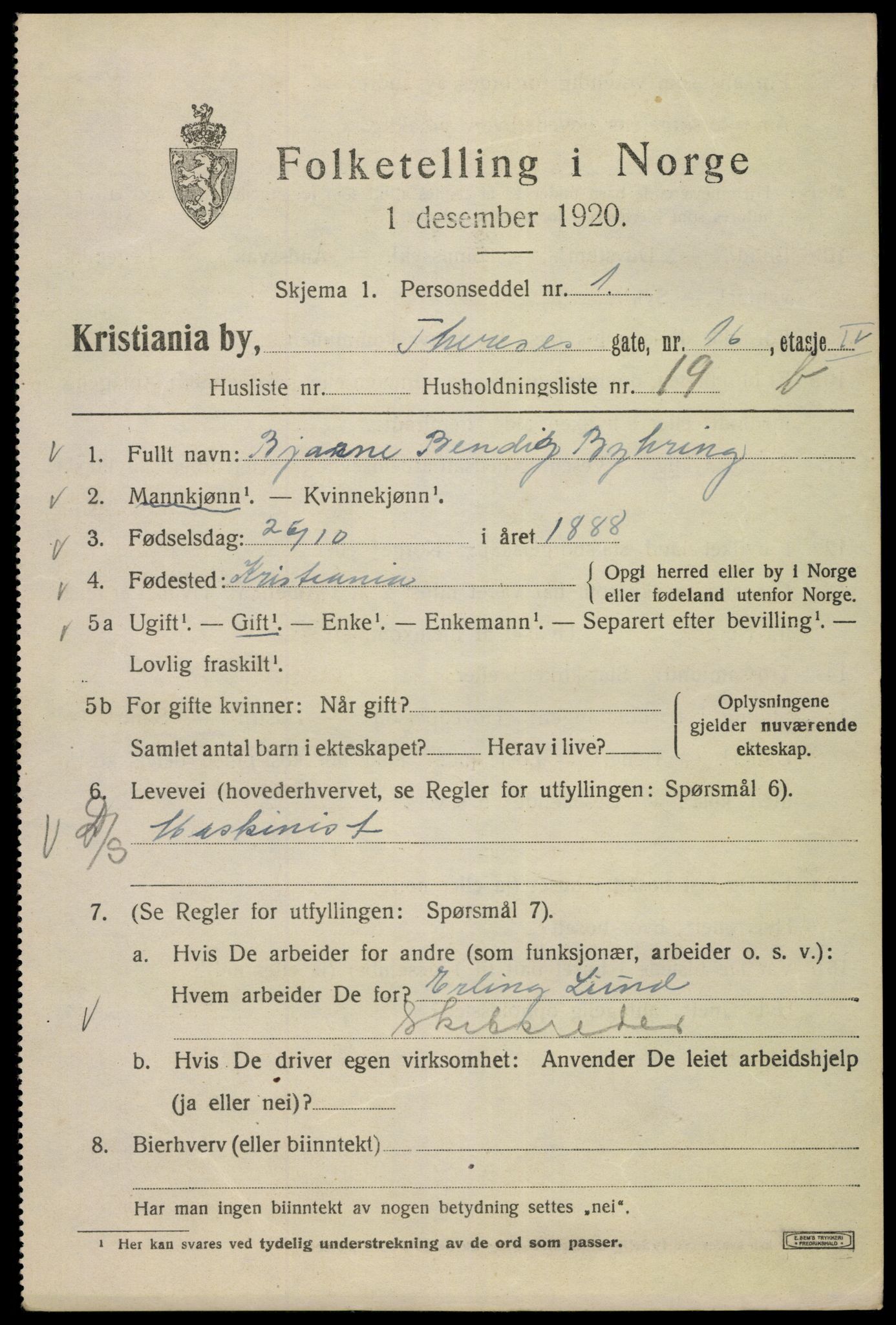 SAO, 1920 census for Kristiania, 1920, p. 567427