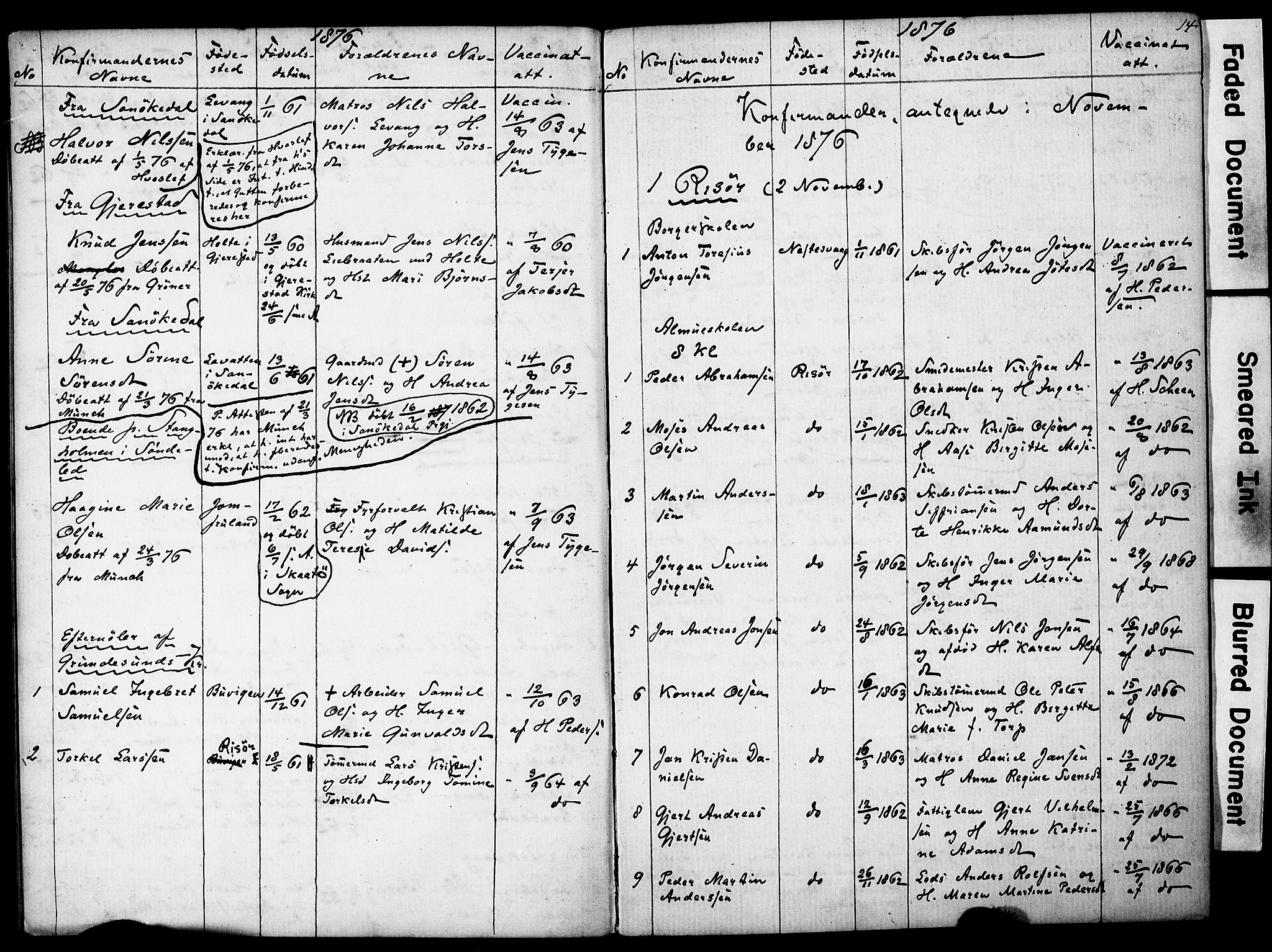 Risør sokneprestkontor, AV/SAK-1111-0035/F/Fe/L0002: Banns register no. A VI 2, 1875-1881, p. 14