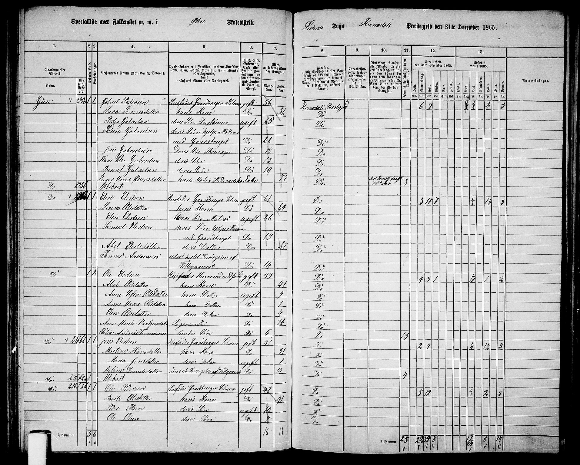 RA, 1865 census for Kvinesdal, 1865, p. 77