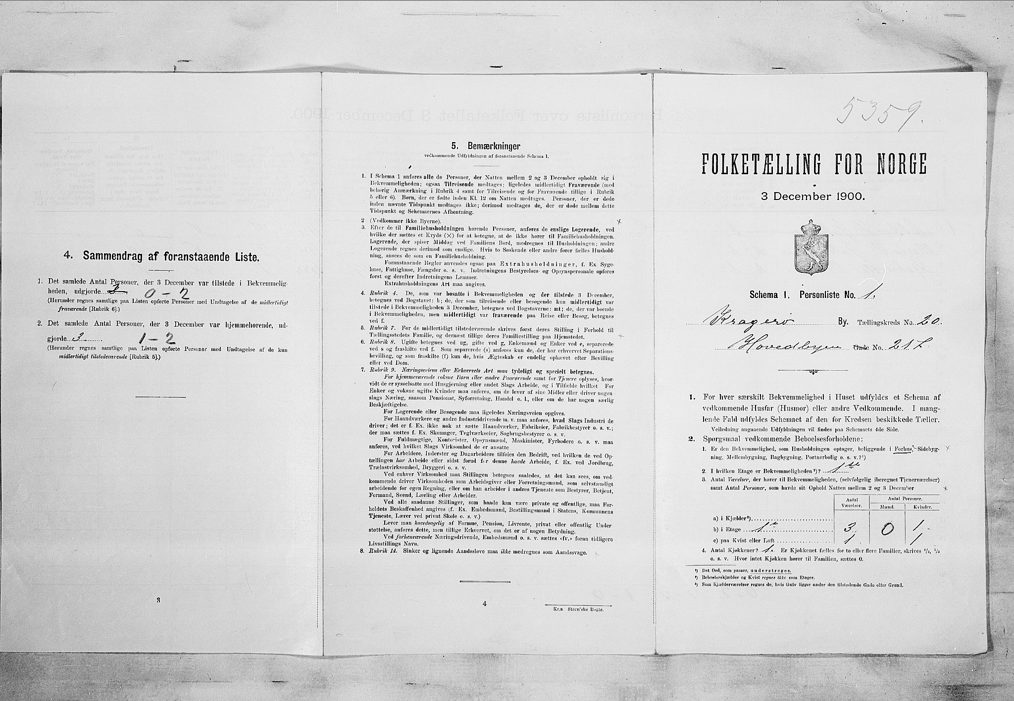 SAKO, 1900 census for Kragerø, 1900, p. 2412