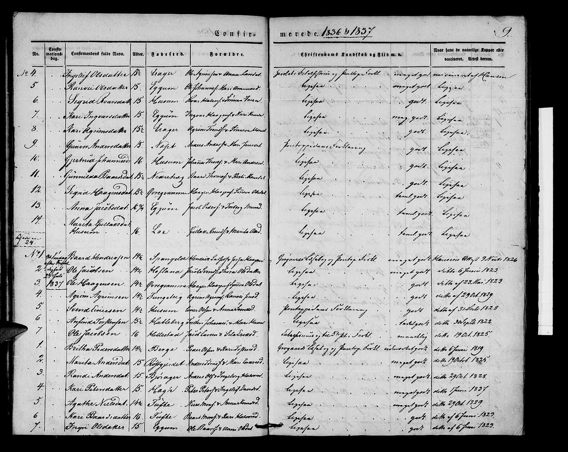 Lærdal sokneprestembete, SAB/A-81201: Parish register (official) no. A 7, 1835-1846, p. 9