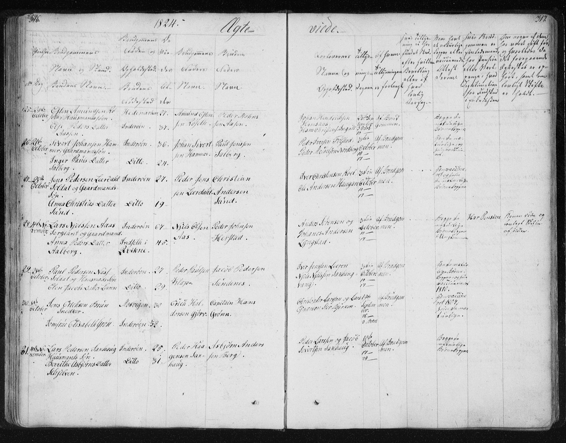 Ministerialprotokoller, klokkerbøker og fødselsregistre - Nord-Trøndelag, AV/SAT-A-1458/730/L0276: Parish register (official) no. 730A05, 1822-1830, p. 316-317