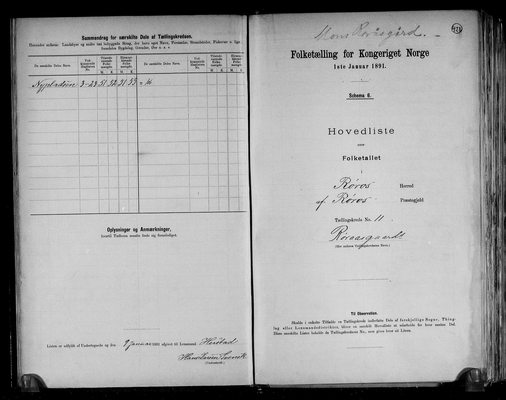 RA, 1891 census for 1640 Røros, 1891, p. 25