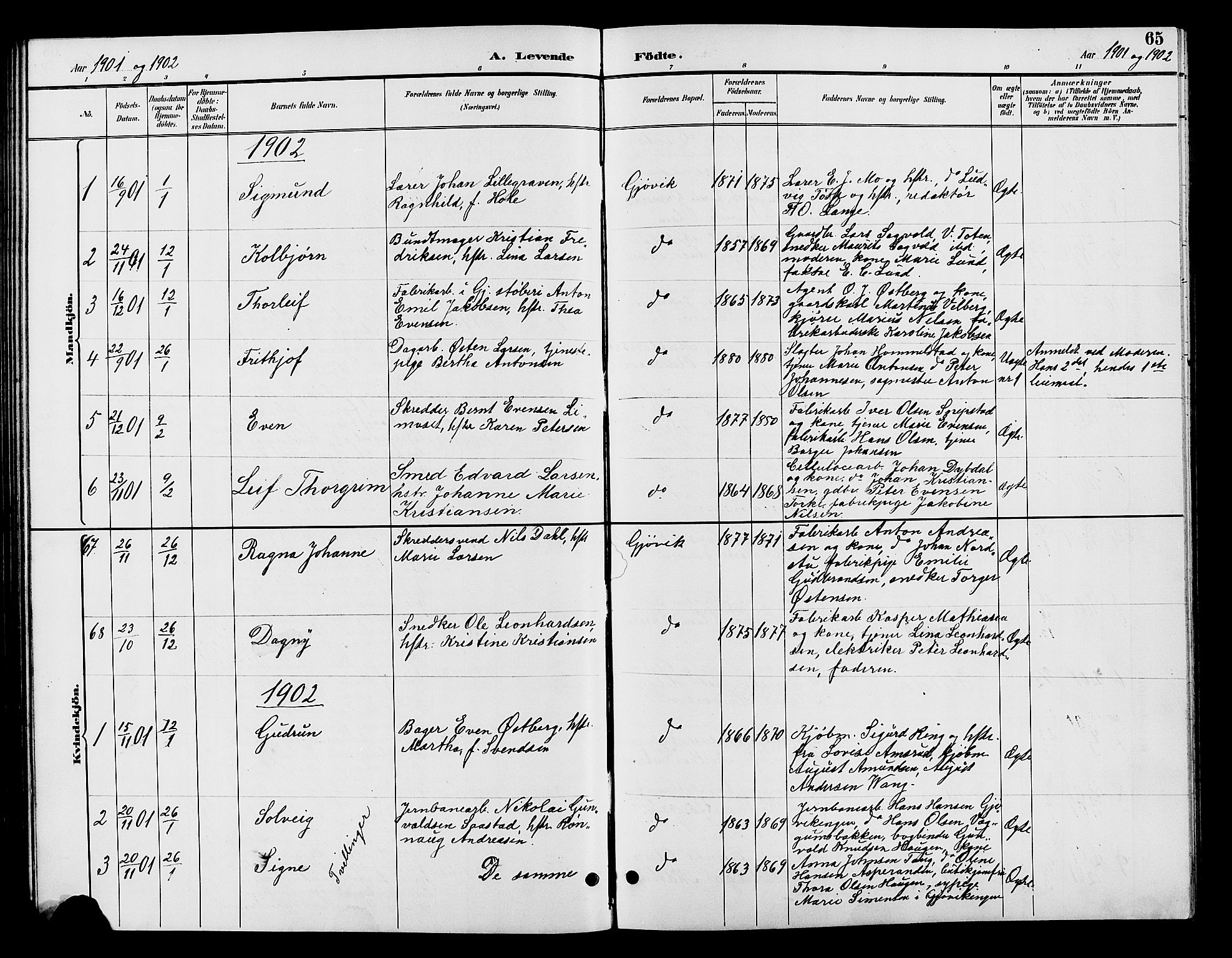 Vardal prestekontor, SAH/PREST-100/H/Ha/Hab/L0009: Parish register (copy) no. 9, 1894-1902, p. 65