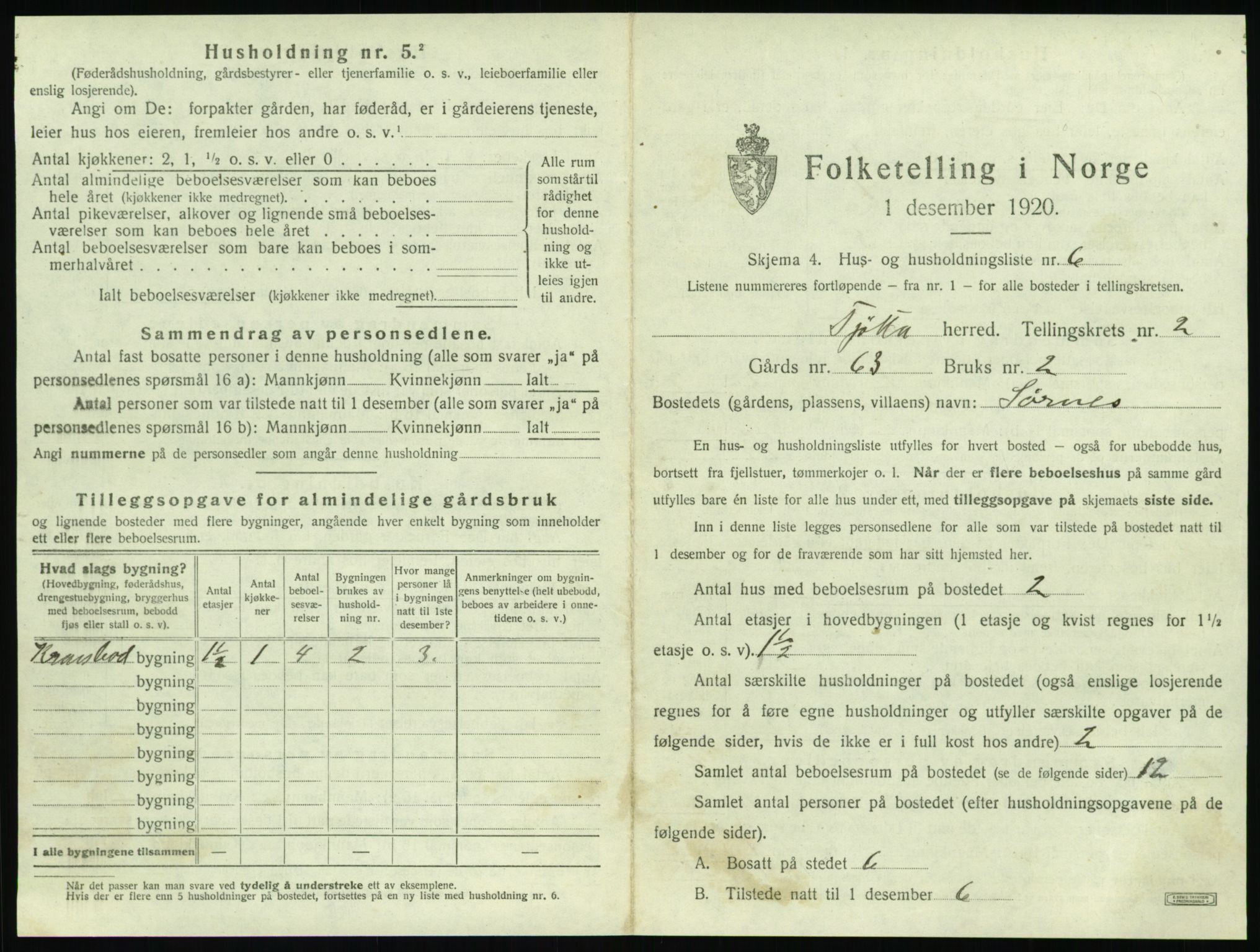 SAT, 1920 census for Tjøtta, 1920, p. 119