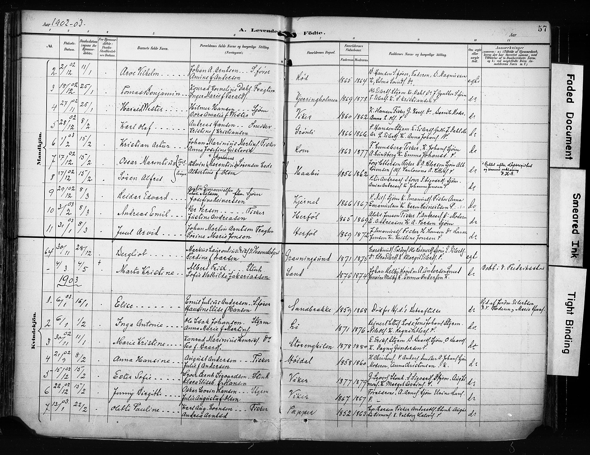 Hvaler prestekontor Kirkebøker, AV/SAO-A-2001/F/Fa/L0009: Parish register (official) no. I 9, 1895-1906, p. 57